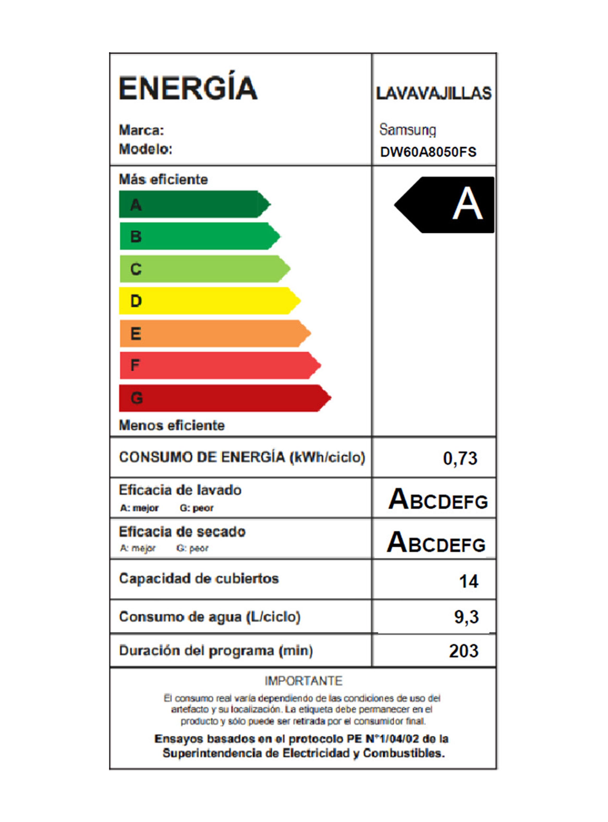Lavavajillas Frontal 14 Cubiertos DW60A8050FS/ZS con SmartThings-9