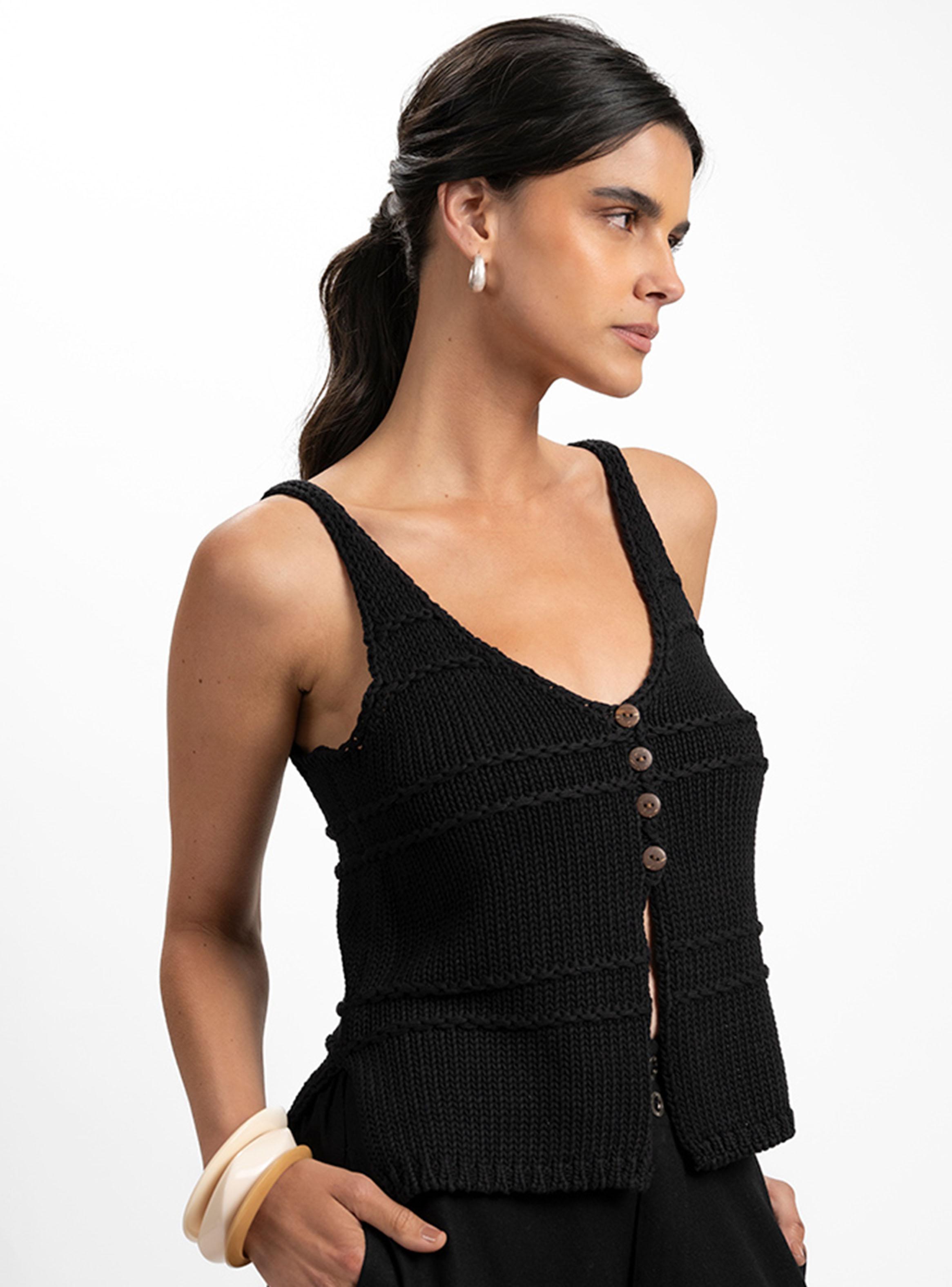 Polera Tejido Trama Negro-2