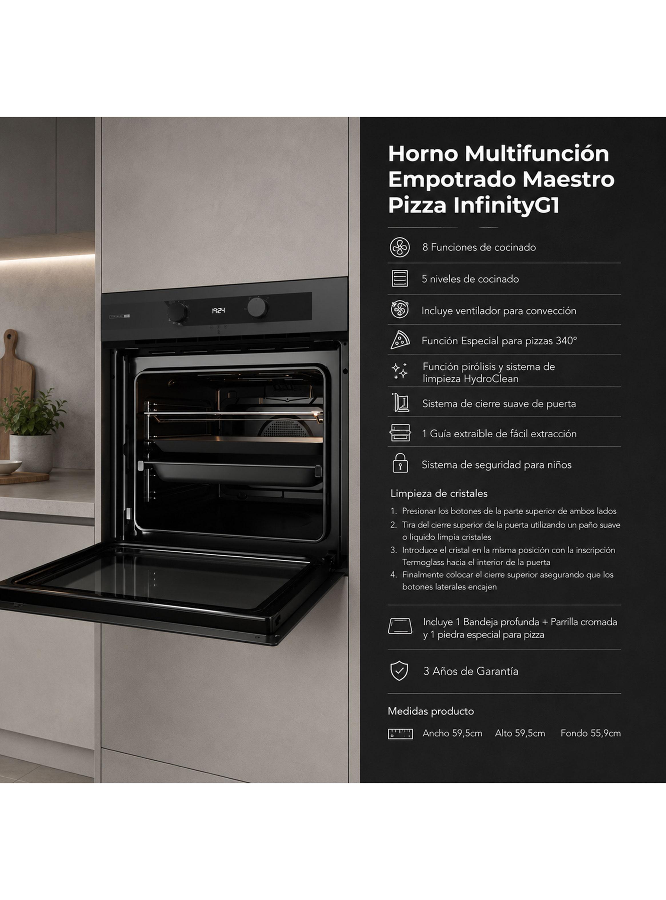Horno Empotrado Maestro Pizza 62 Litros HLB 85 Infinity G1-2