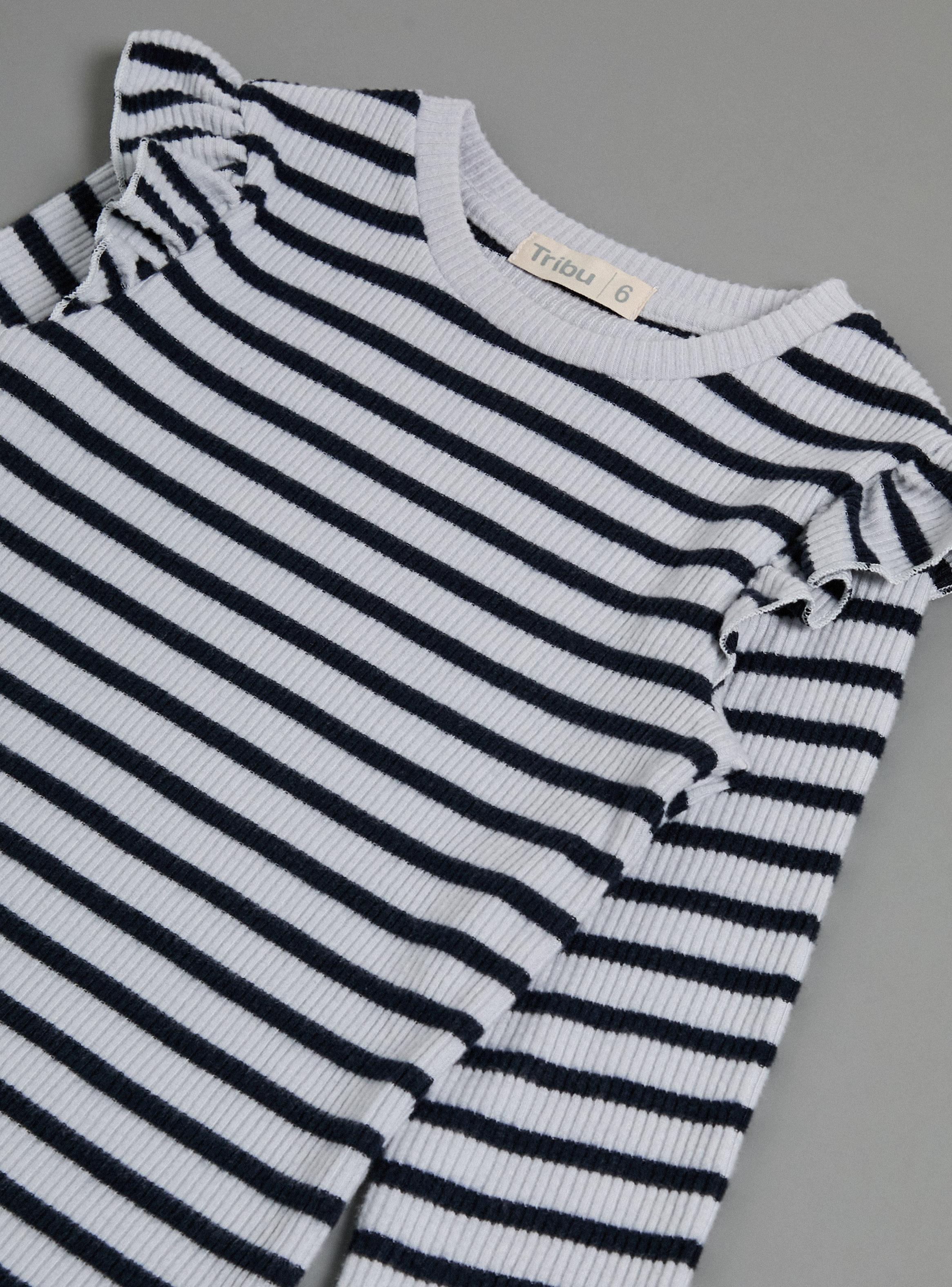 Polera Tela Acanalada Rayas con Vuelos en Hombros-3