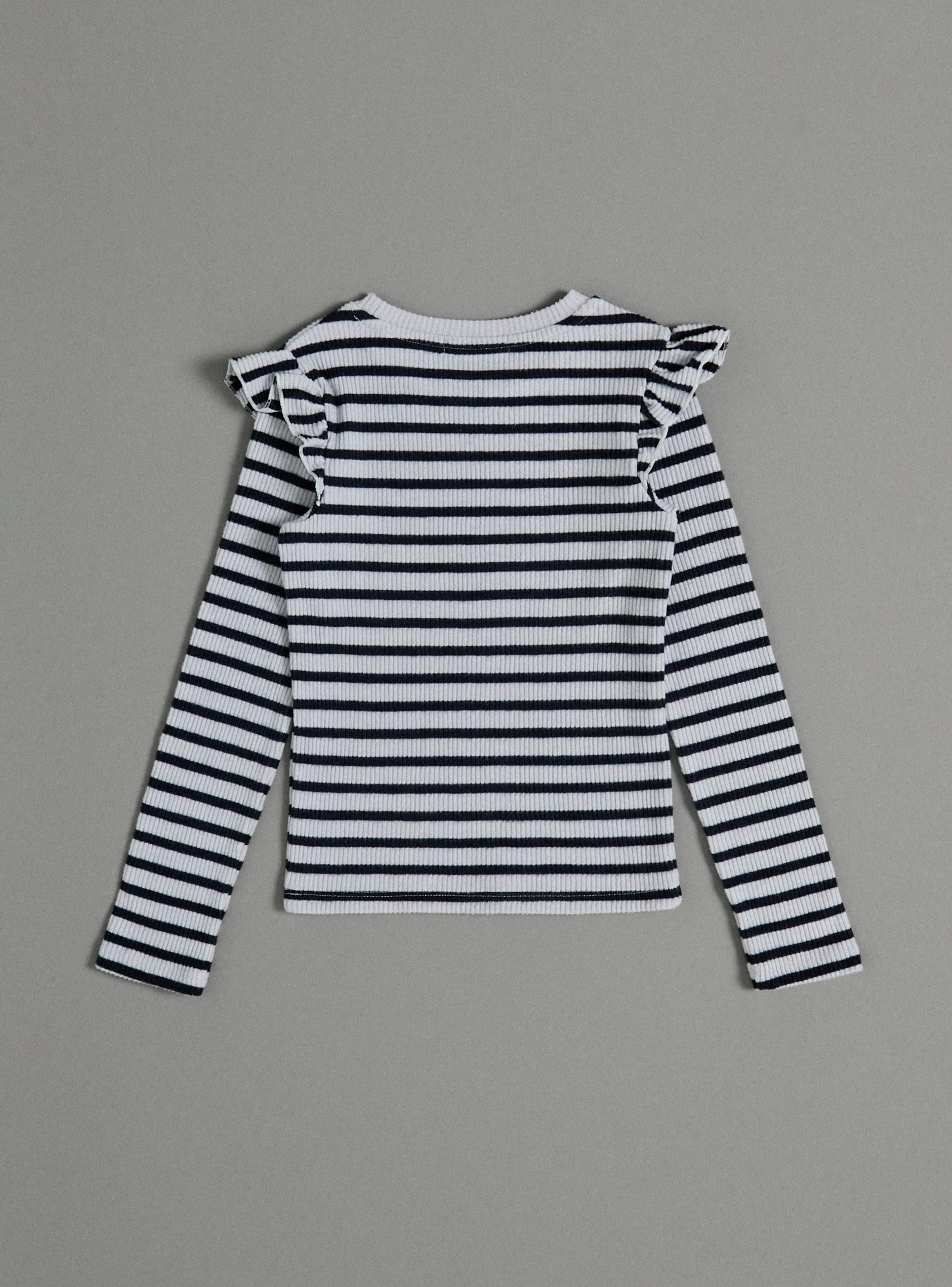 Polera Tela Acanalada Rayas con Vuelos en Hombros-2