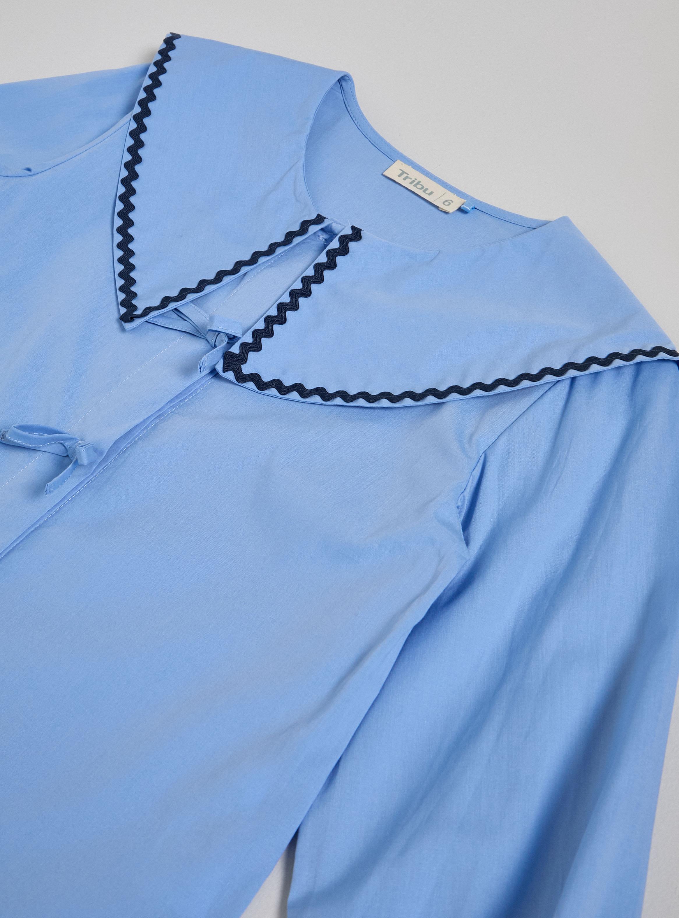 Blusa Cuello Bobo Detalles de Cinta Frontales-3