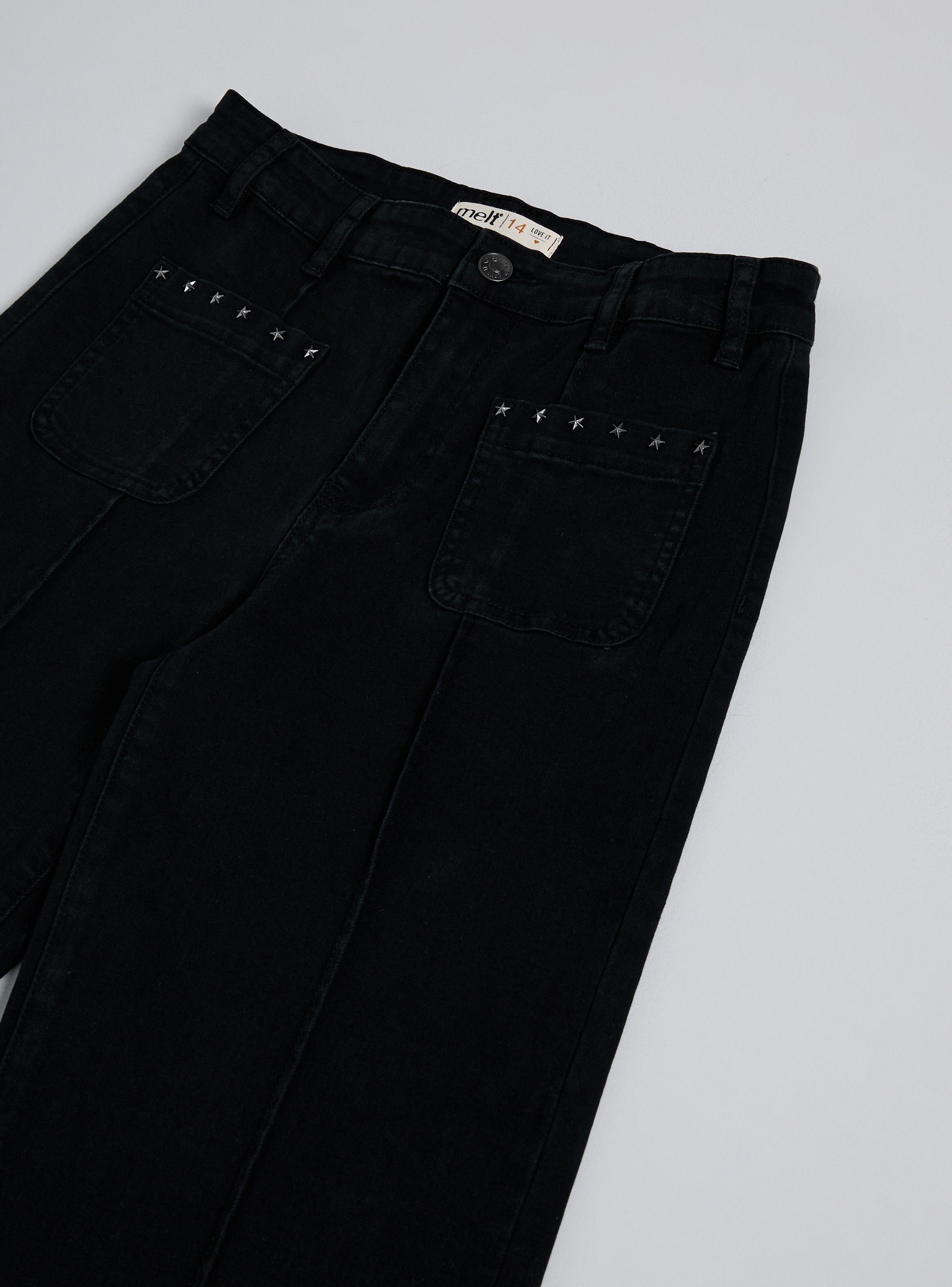Jeans con Tachas Estrellas en Bolsillos Frontales-3