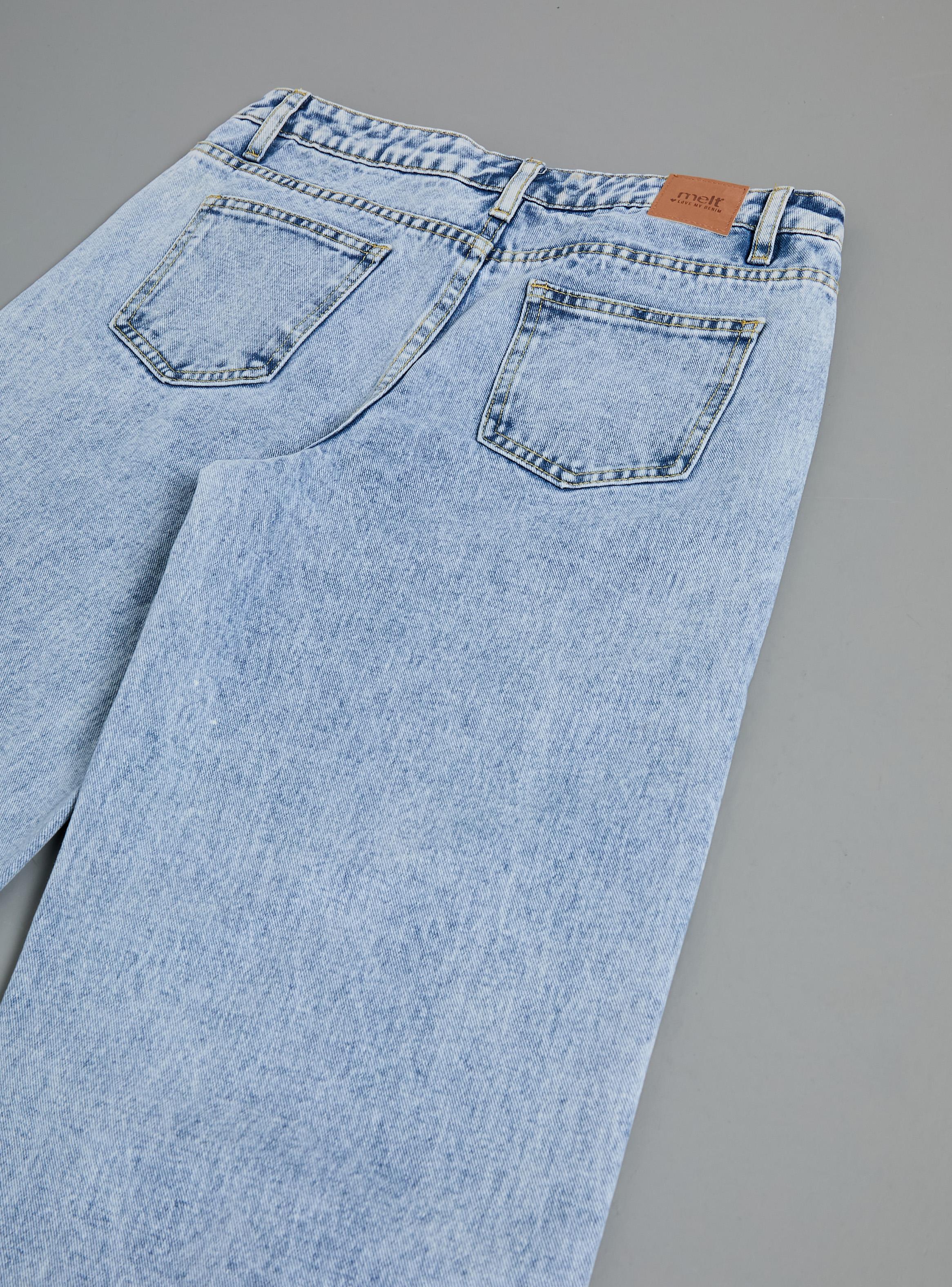 Jeans Wide Leg Medio con Franjas Laterales-2