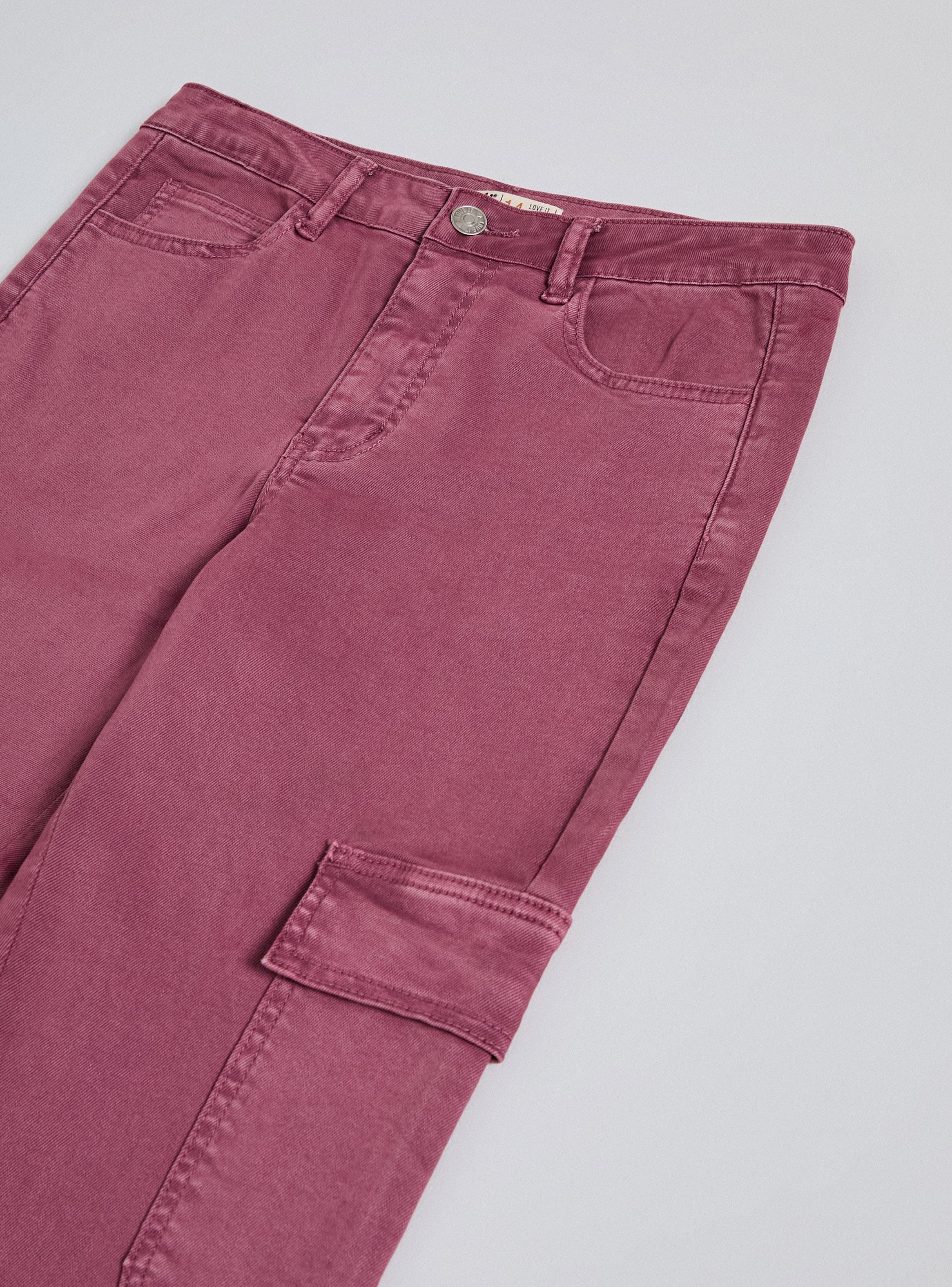 Pantalón Wide Leg Medio con Bolsillos Cargo-3