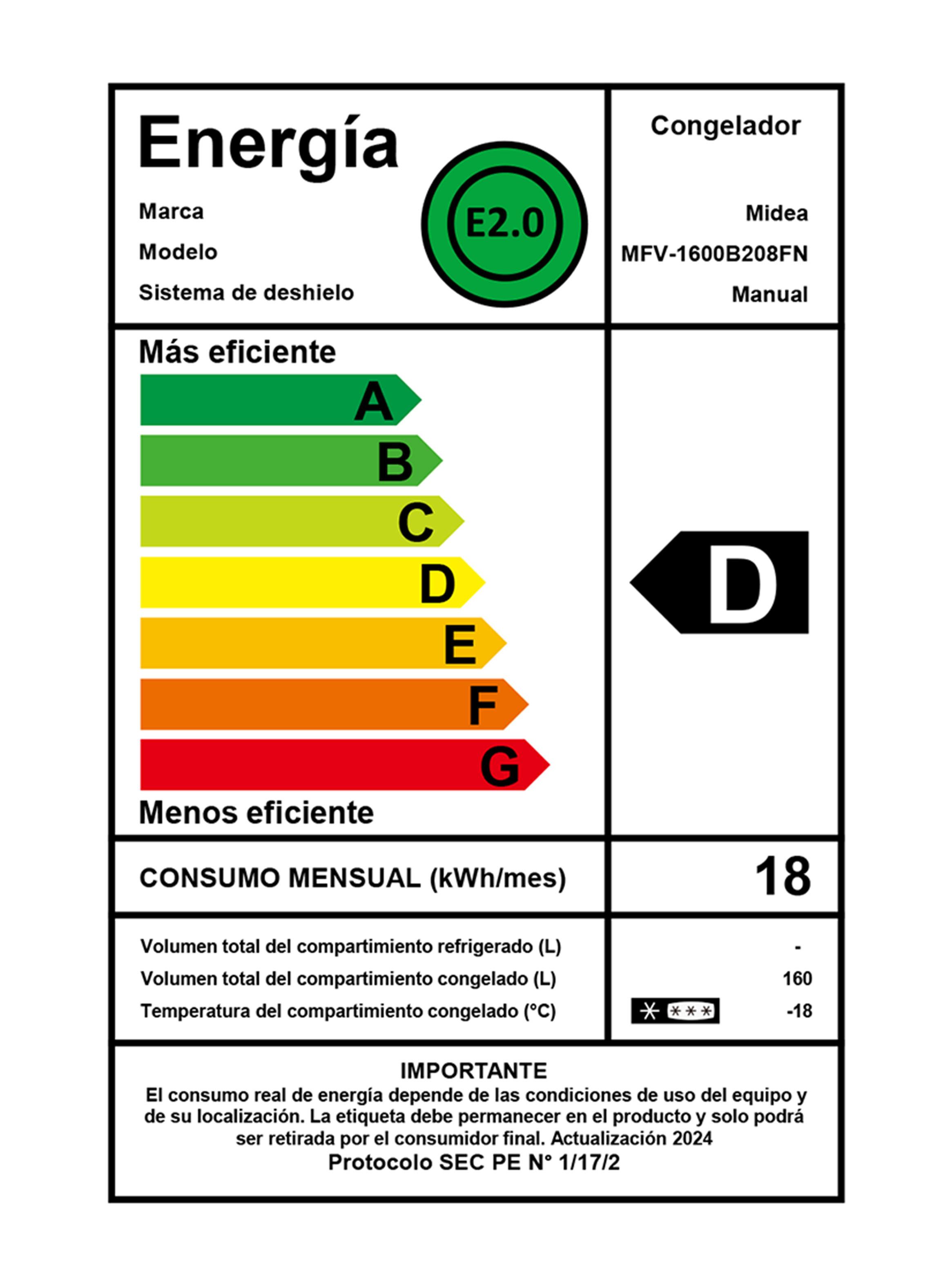 Freezer Vertical Frío Directo 160 Litros MFV-1600B208FN-4