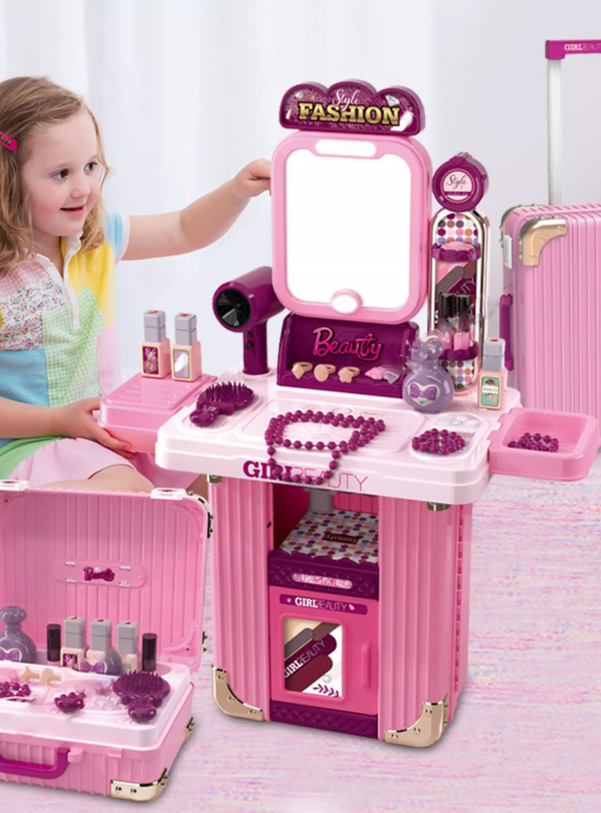 Set de Belleza Juego Maleta Tocador Rosado-5