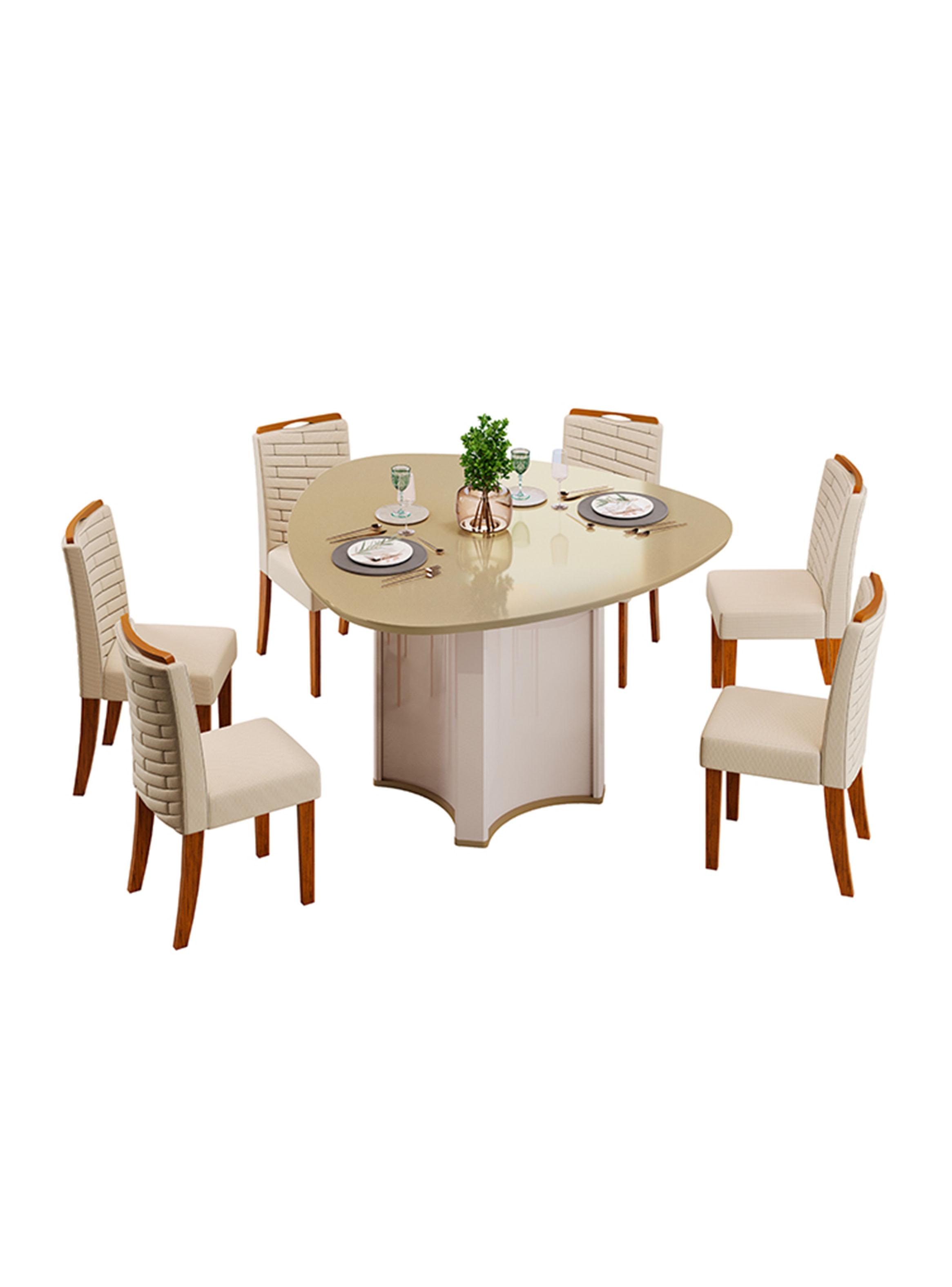 Juego de Comedor Chanel Beige + 6 Sillas-0