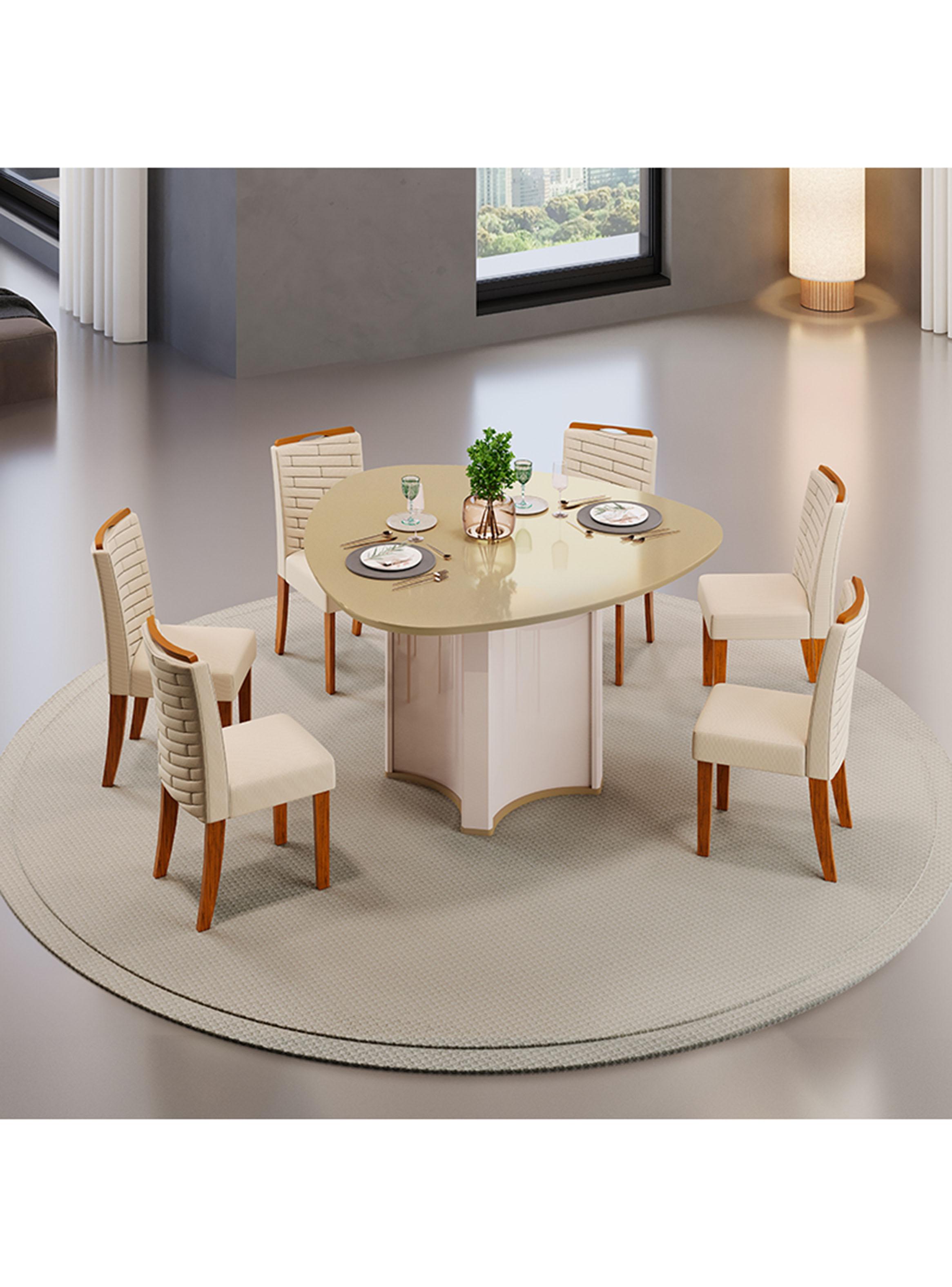 Juego de Comedor Chanel Beige + 6 Sillas-4