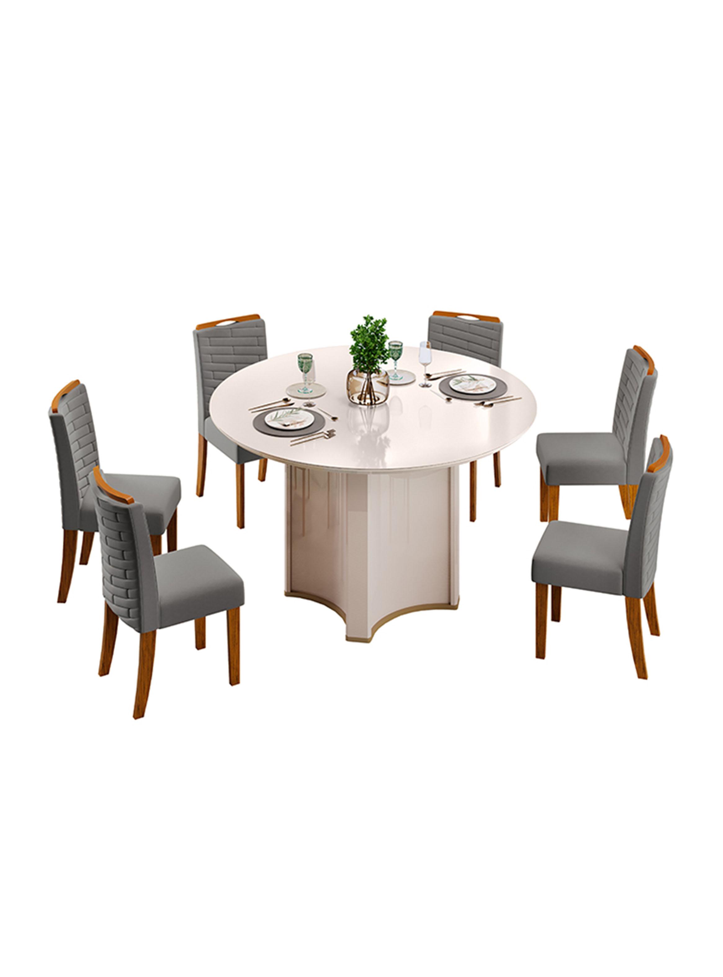 Juego de Comedor Chanel Gris + 6 Sillas-0