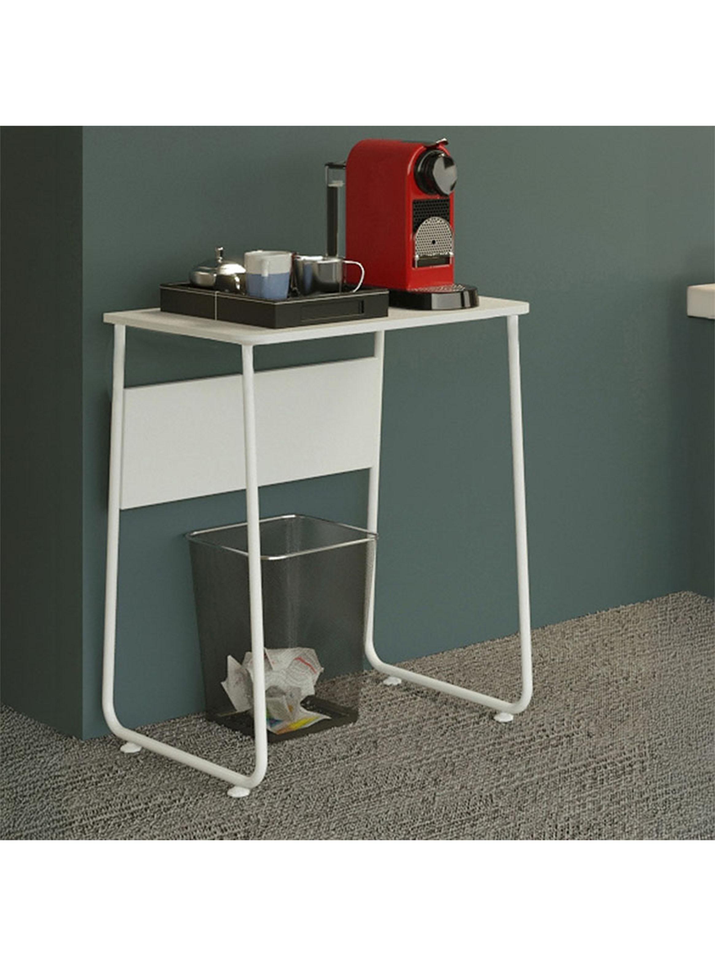 Escritorio Compacto Patas Metálicas Blanco 67 cm-4