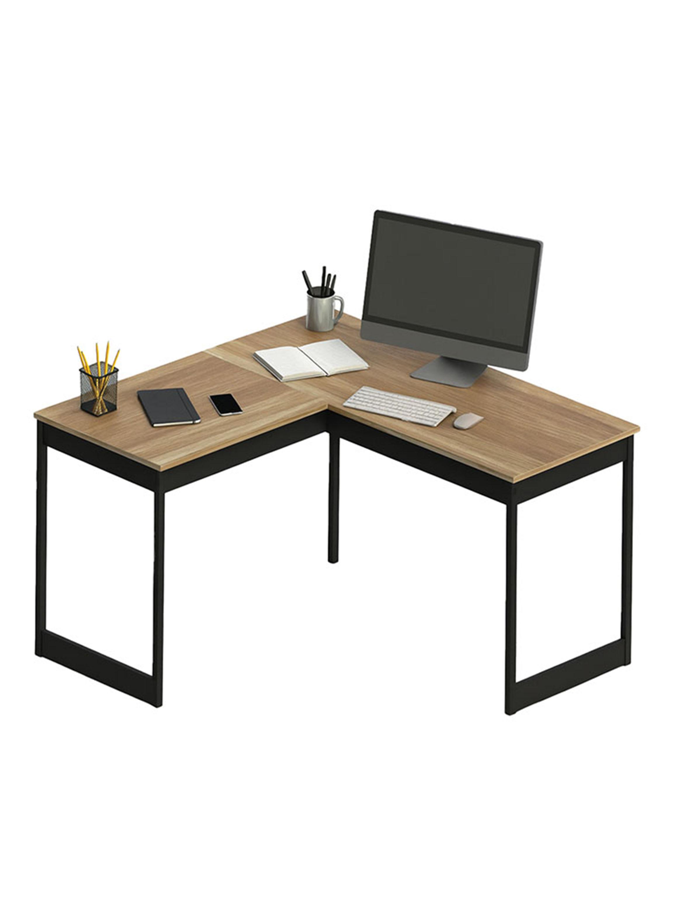 Escritorio Esquinero Patas Metálicas Café 116 cm-2