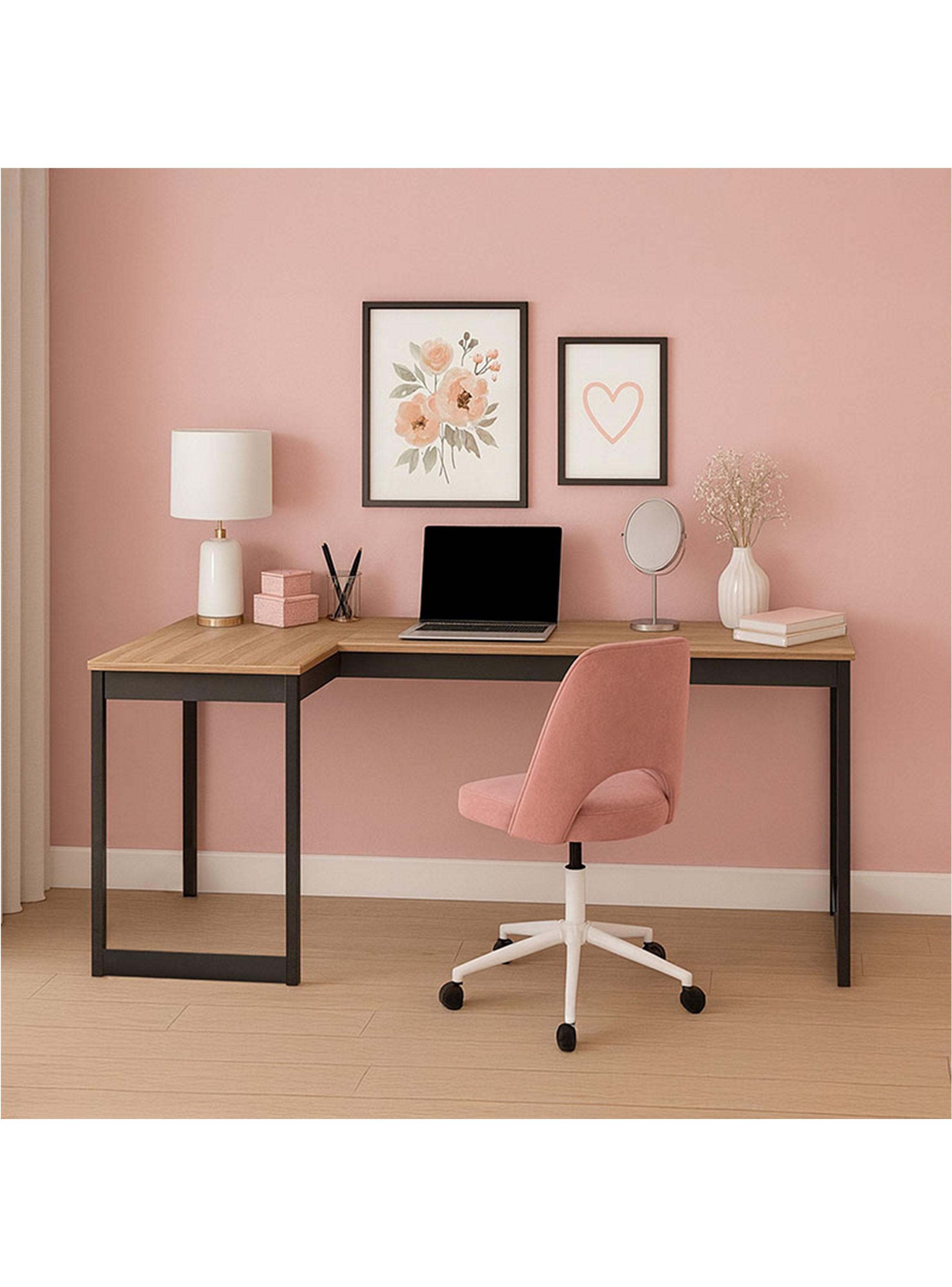 Escritorio Esquinero Patas Metálicas Café 116 cm-4