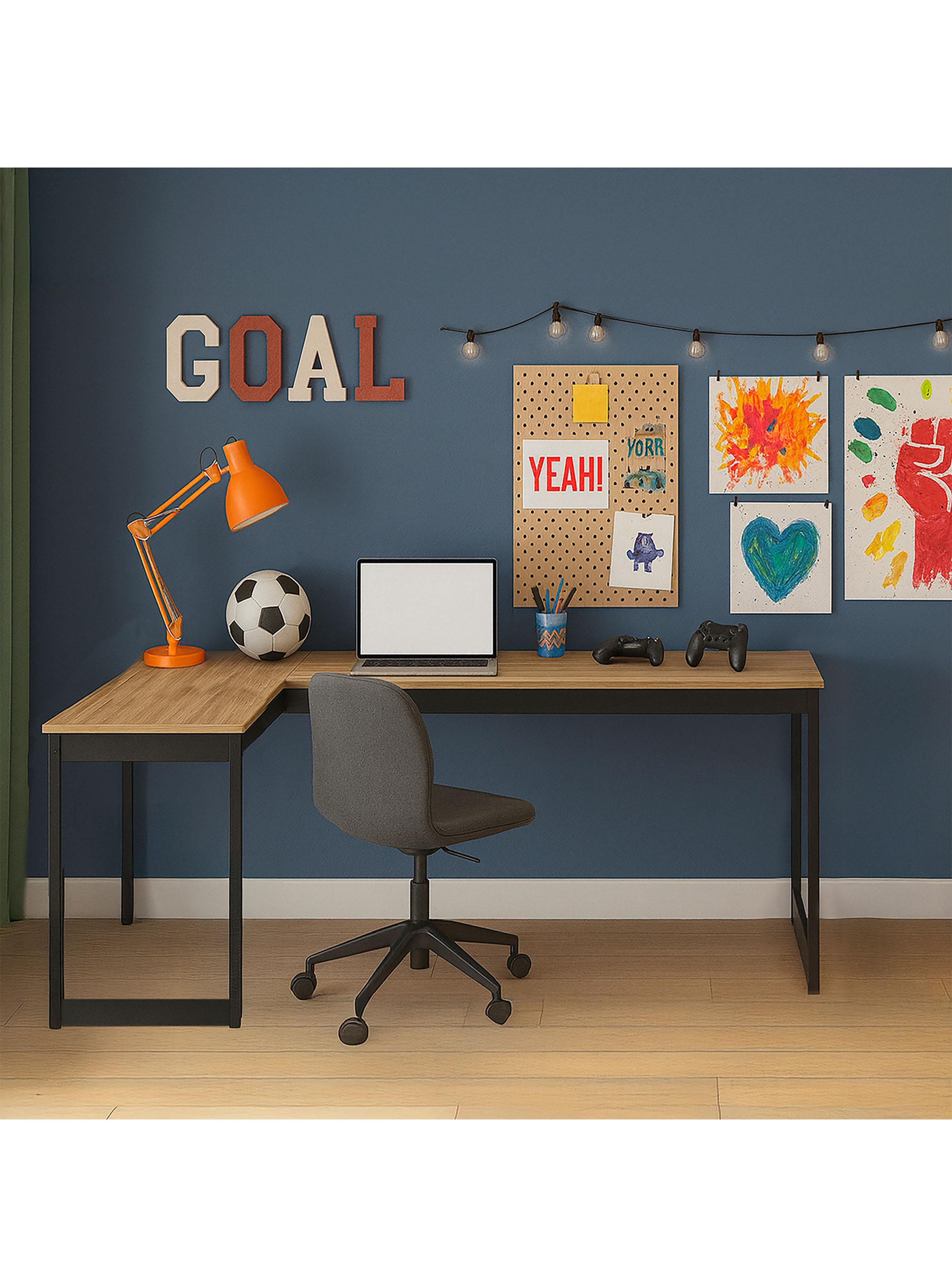 Escritorio Esquinero Patas Metálicas Café 150 cm-4