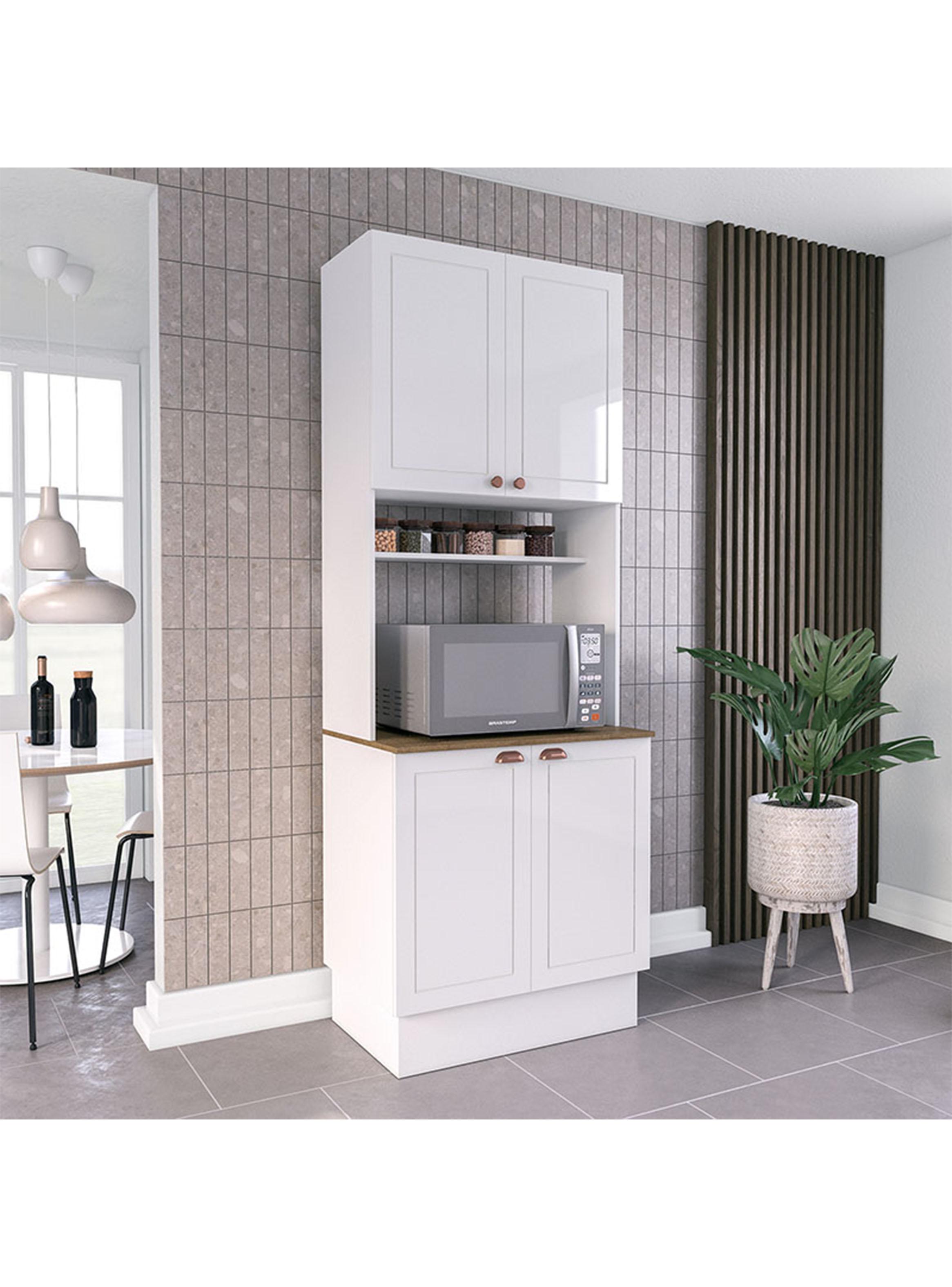 Mueble Despensa de Cocina Perola 4 Puertas Blanco/Café-4