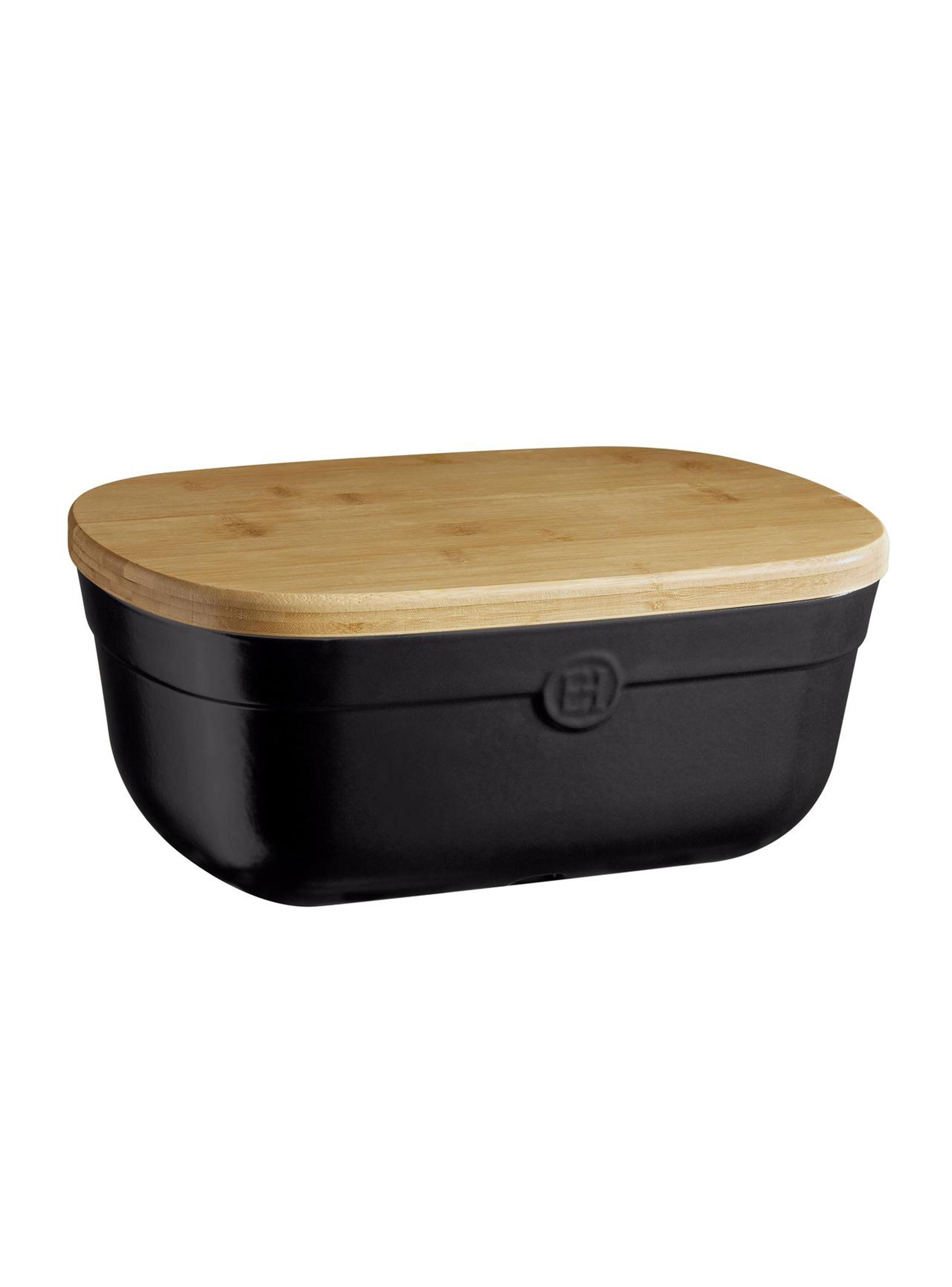 Panera con Tapa de Madera Negro Cerámica 25x35.5 cm-0