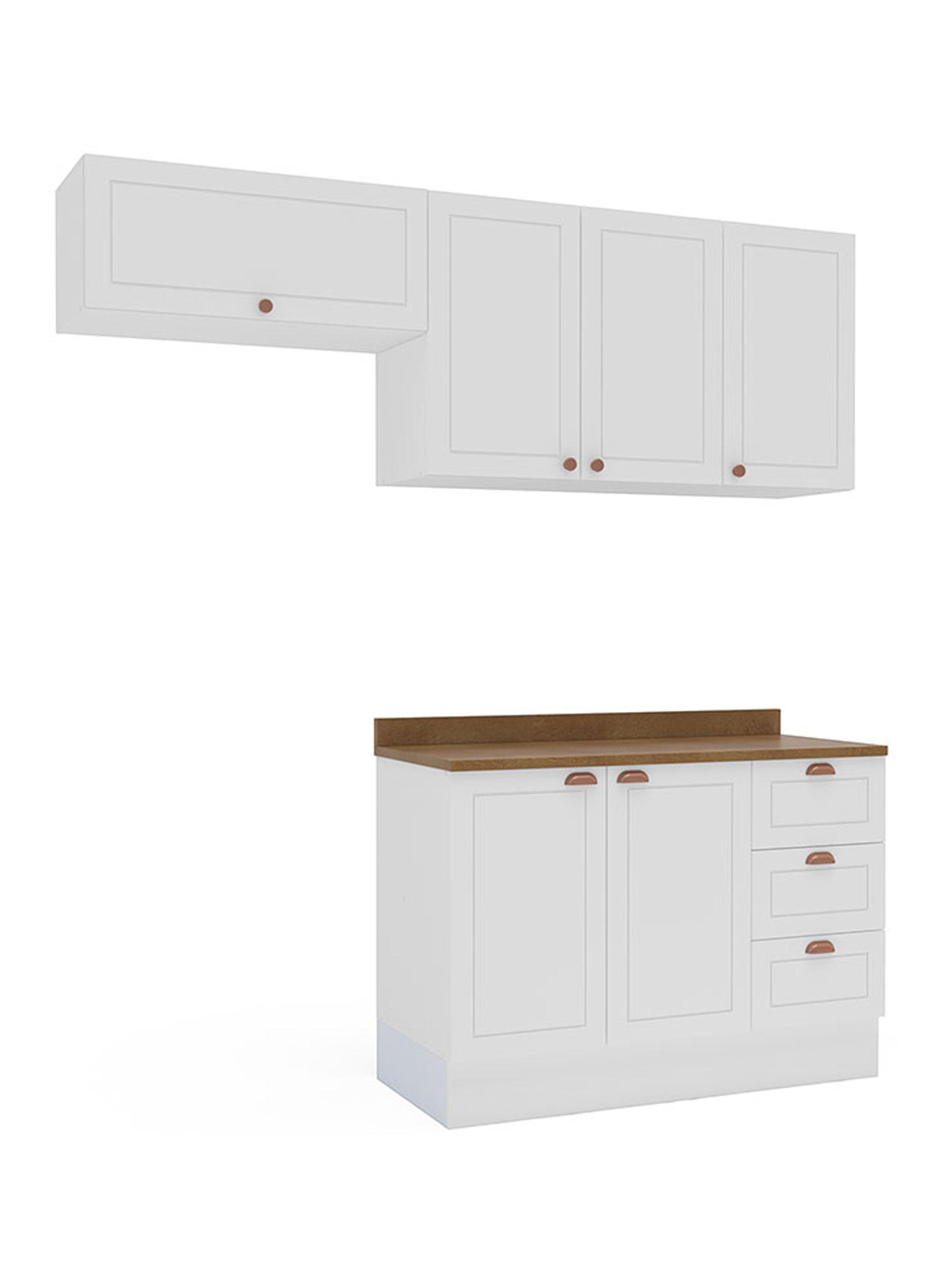 Kit de Cocina Modular Perola 6 Puertas 3 Cajones Blanco/Café-2
