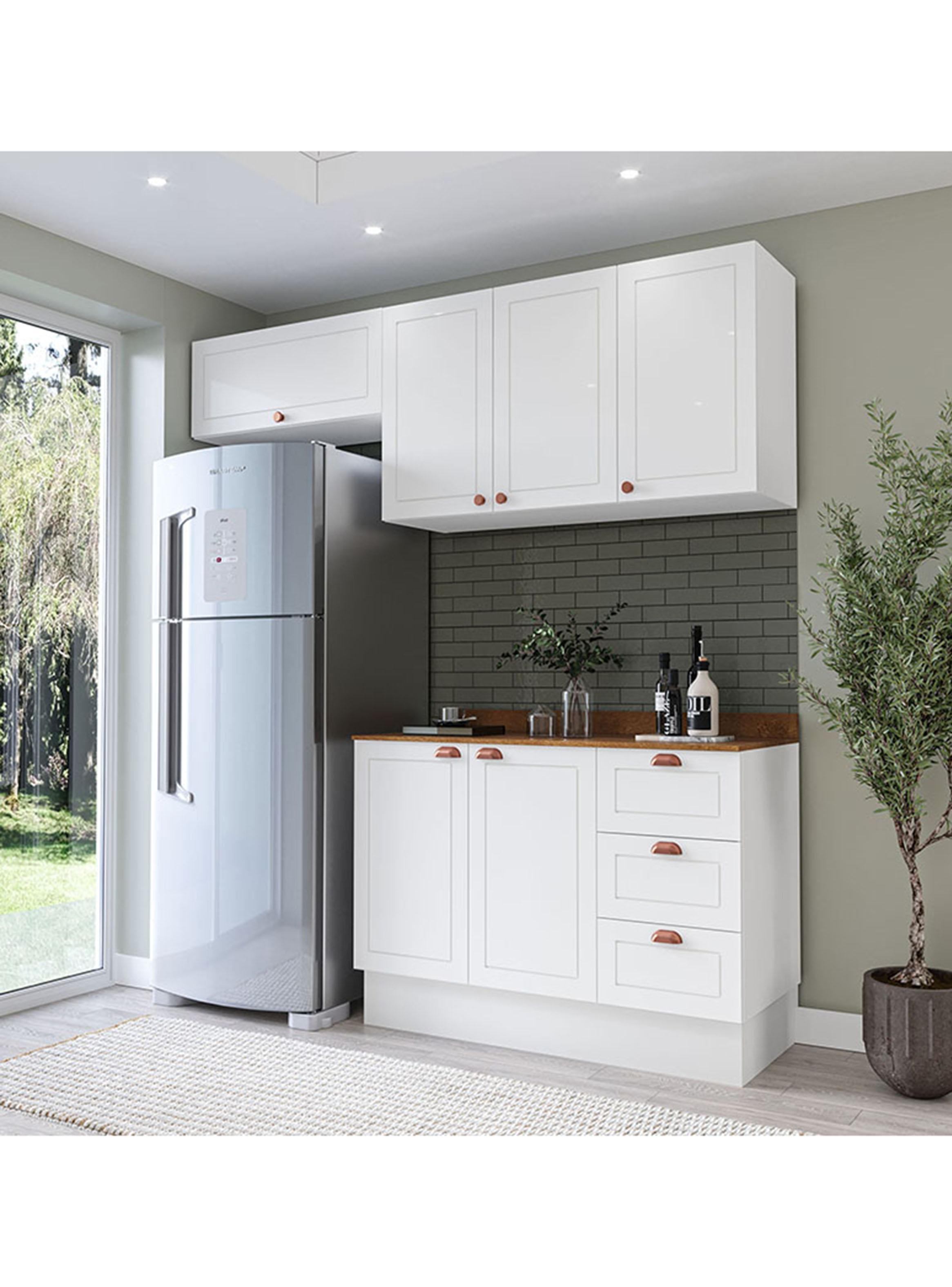 Kit de Cocina Modular Perola 6 Puertas 3 Cajones Blanco/Café-4