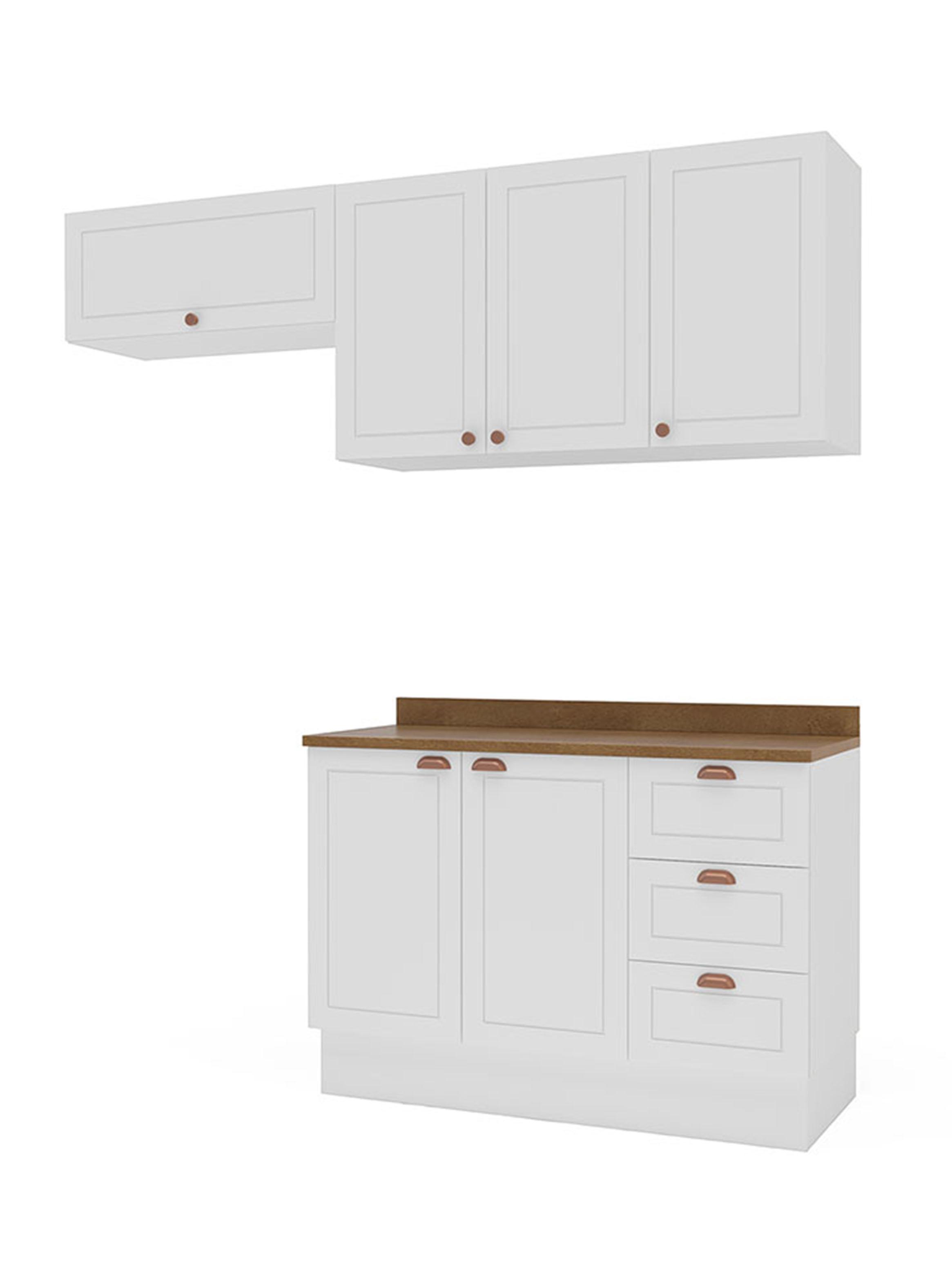 Kit de Cocina Modular Perola 6 Puertas 3 Cajones Blanco/Café-3