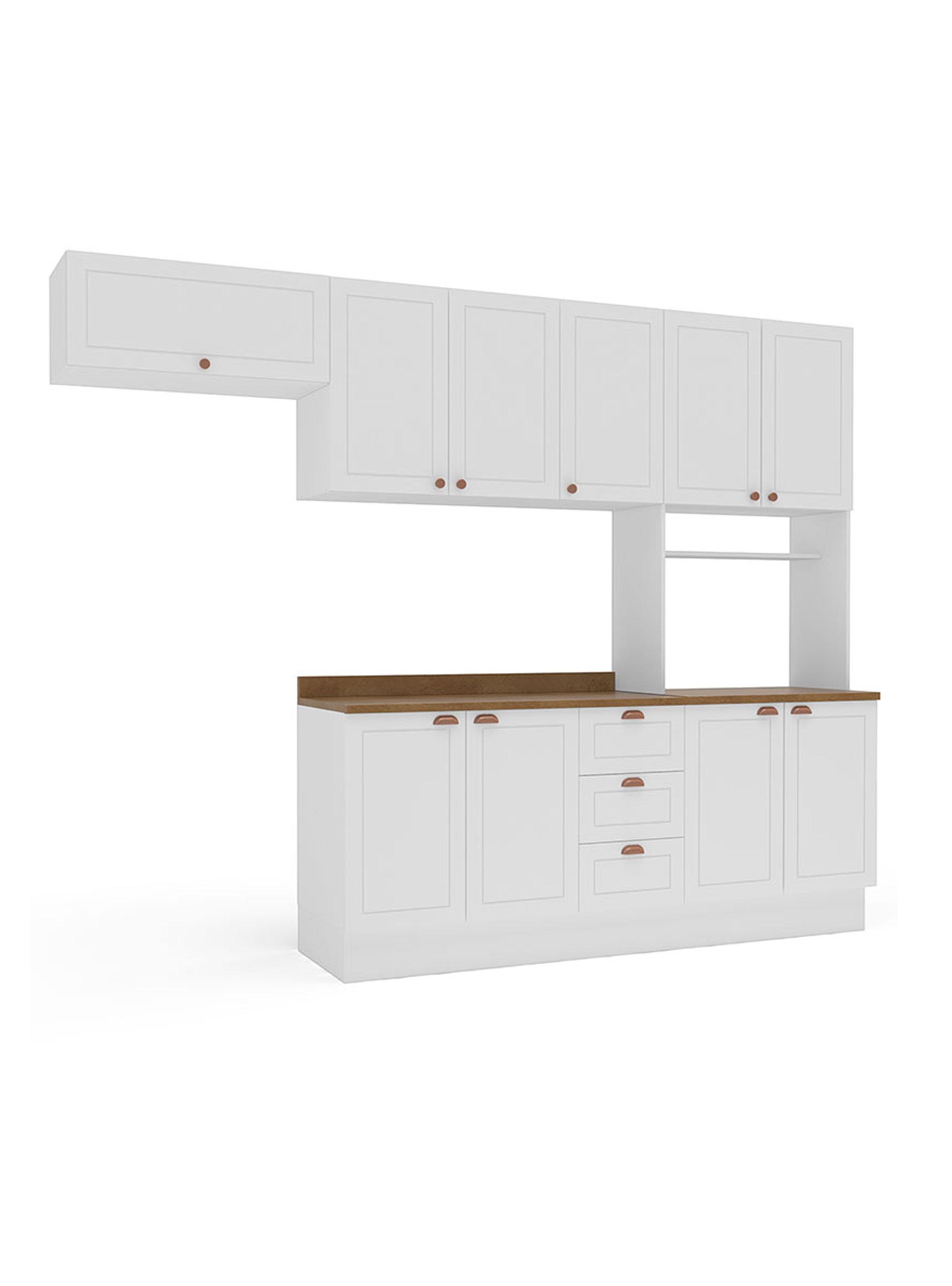 Kit de Cocina Perola 10 Puertas 3 Cajones Blanco/Café-2