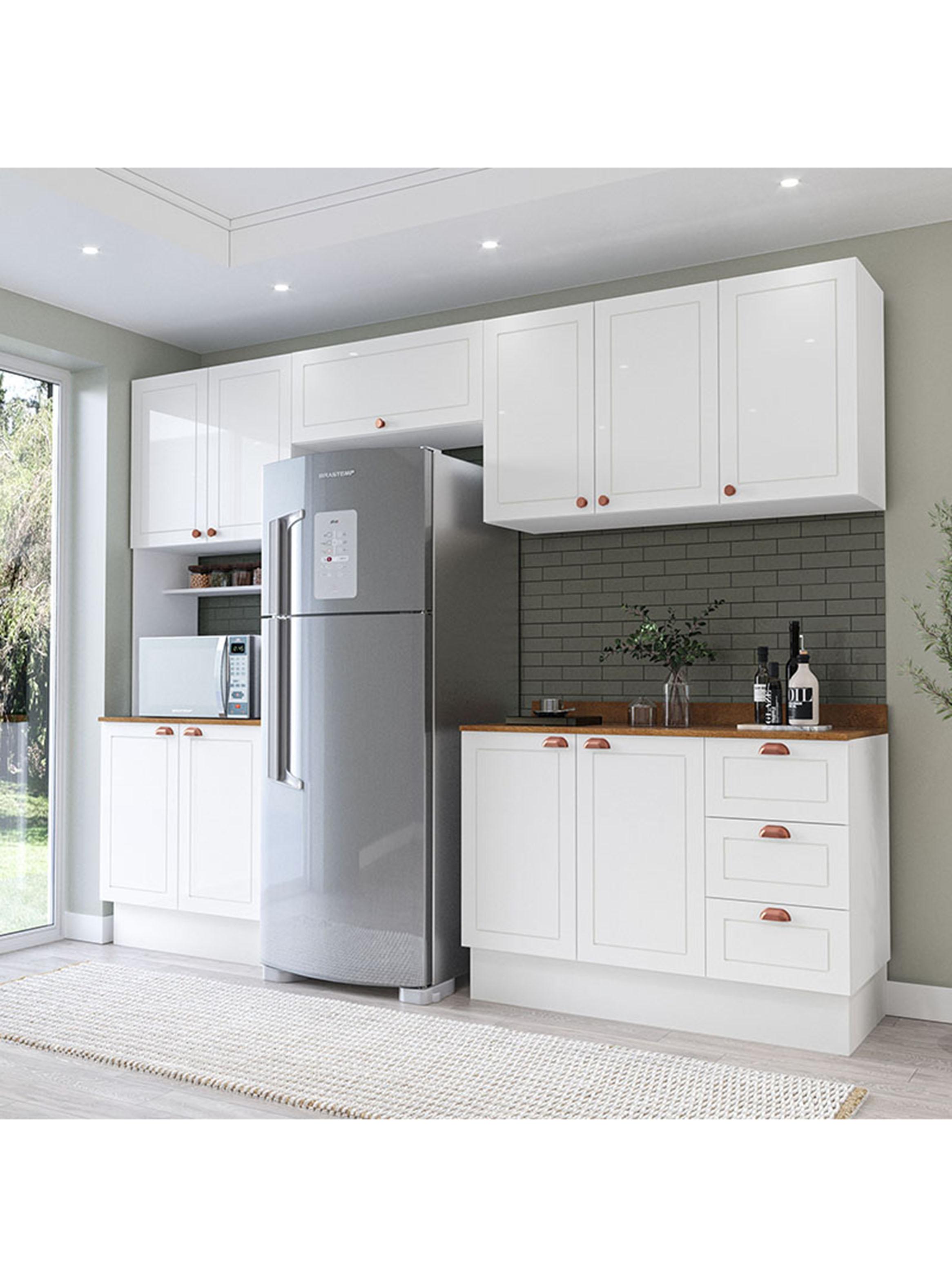 Kit de Cocina Perola 10 Puertas 3 Cajones Blanco/Café-4