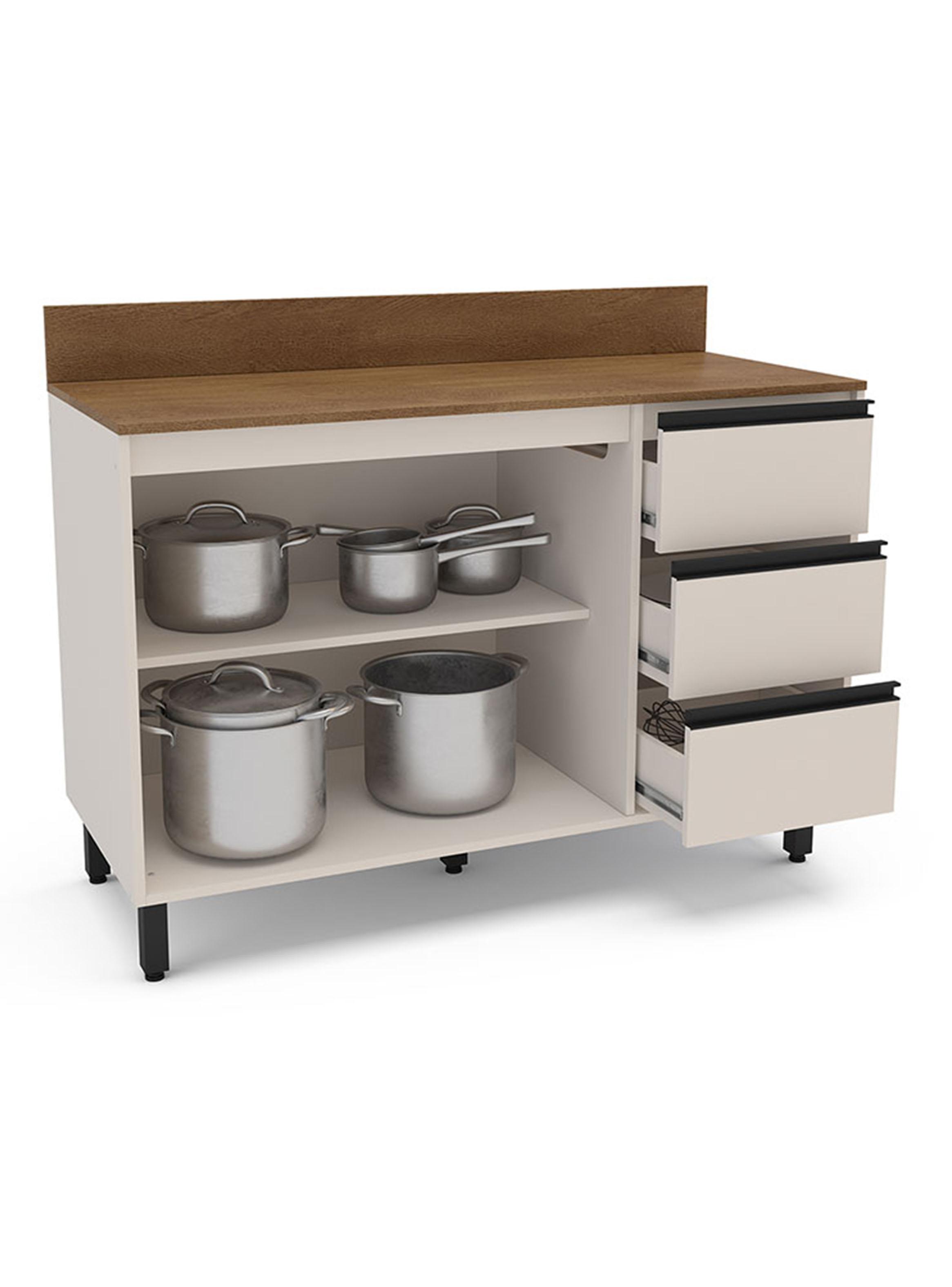 Mueble Base Koya 2 Puertas 3 Cajones Beige-4