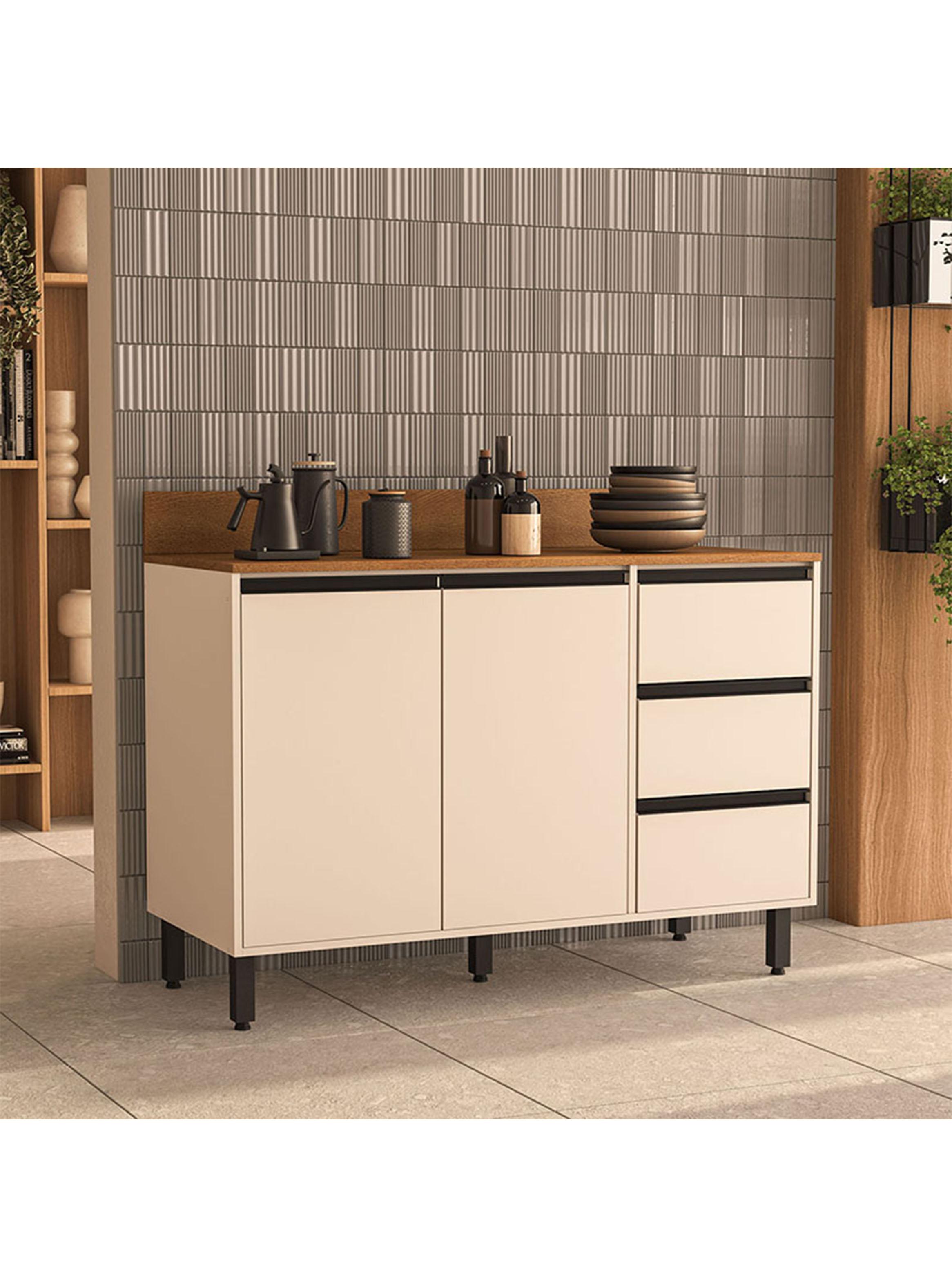 Mueble Base Koya 2 Puertas 3 Cajones Beige-5