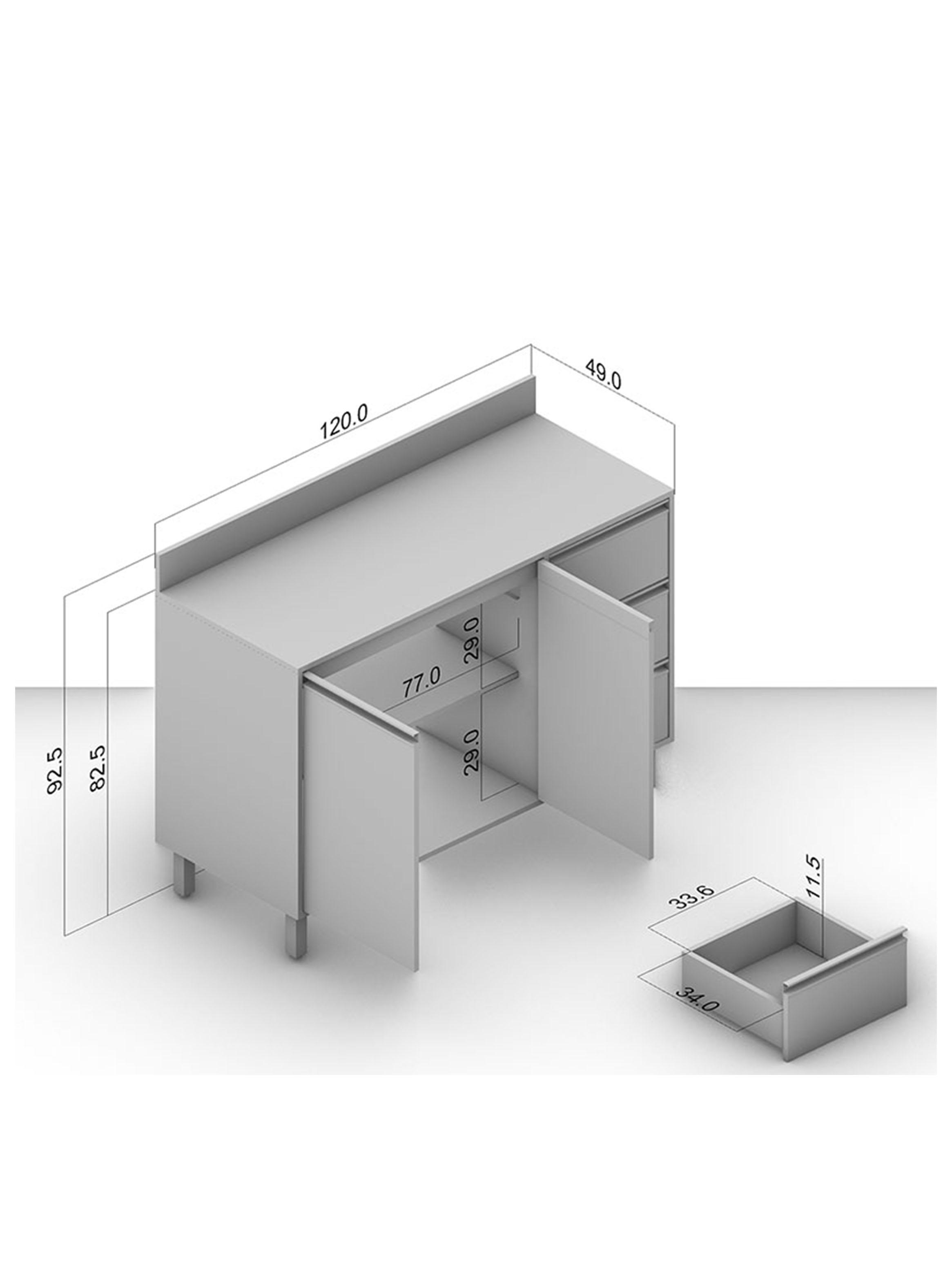 Mueble Base Koya 2 Puertas 3 Cajones Beige-1