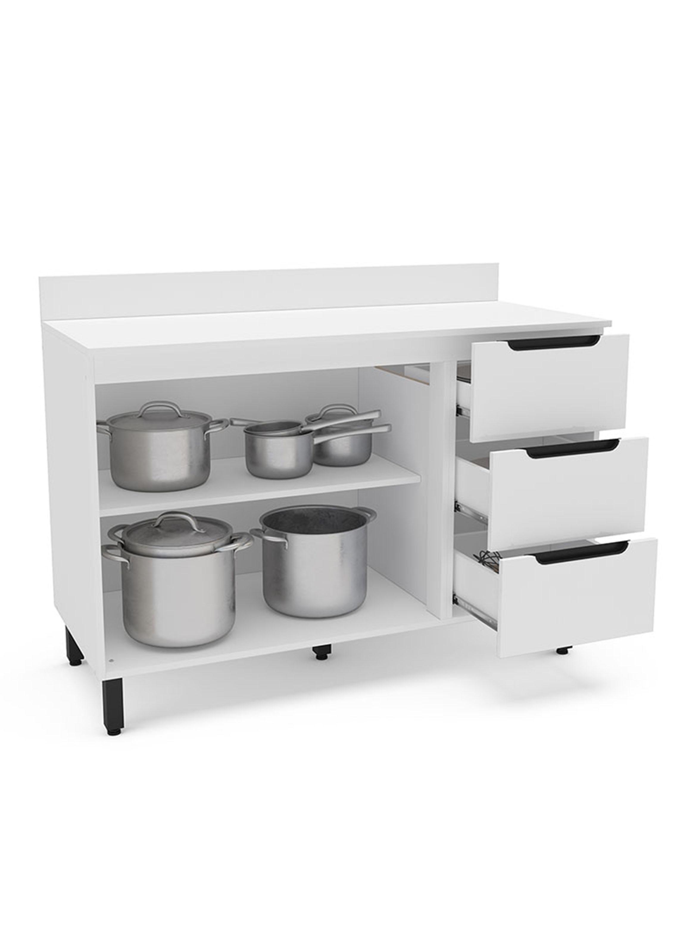 Mueble Base Meena 2 Puertas 3 Cajones Blanco-3