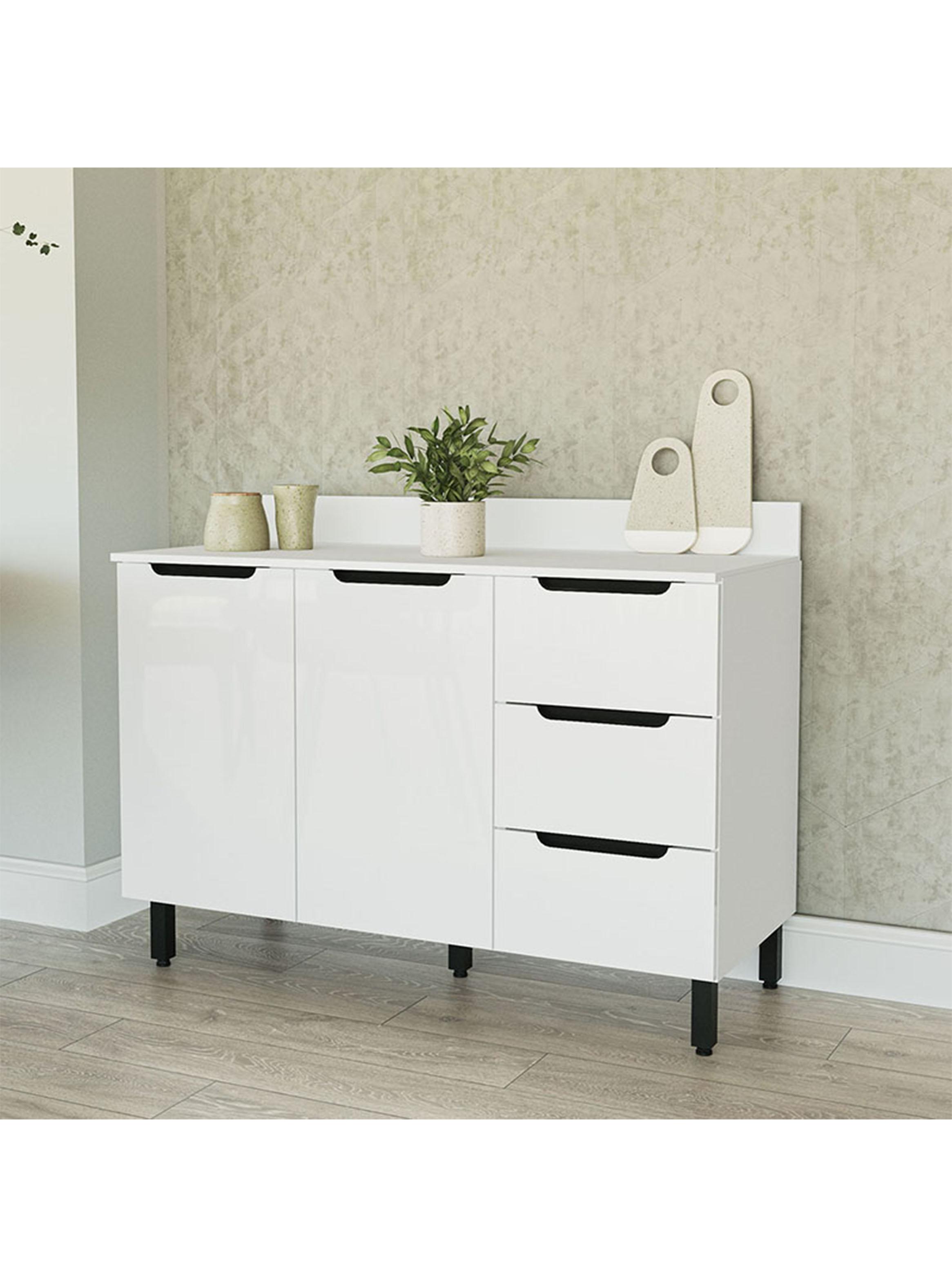 Mueble Base Meena 2 Puertas 3 Cajones Blanco-4
