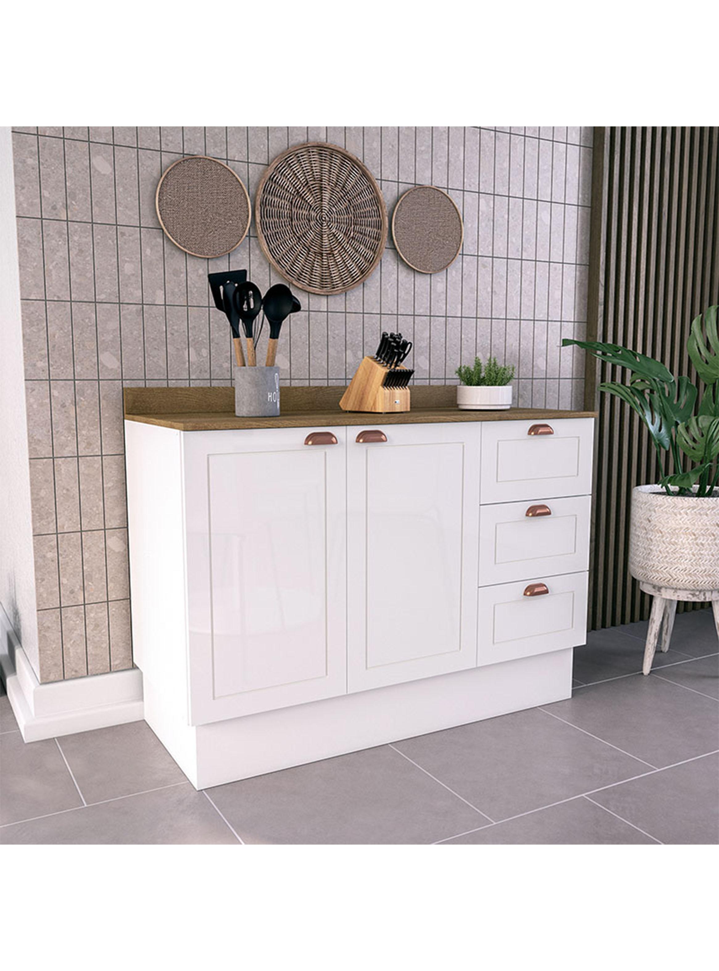 Mueble Base Perola 2 Puertas 3 Cajones Blanco-4