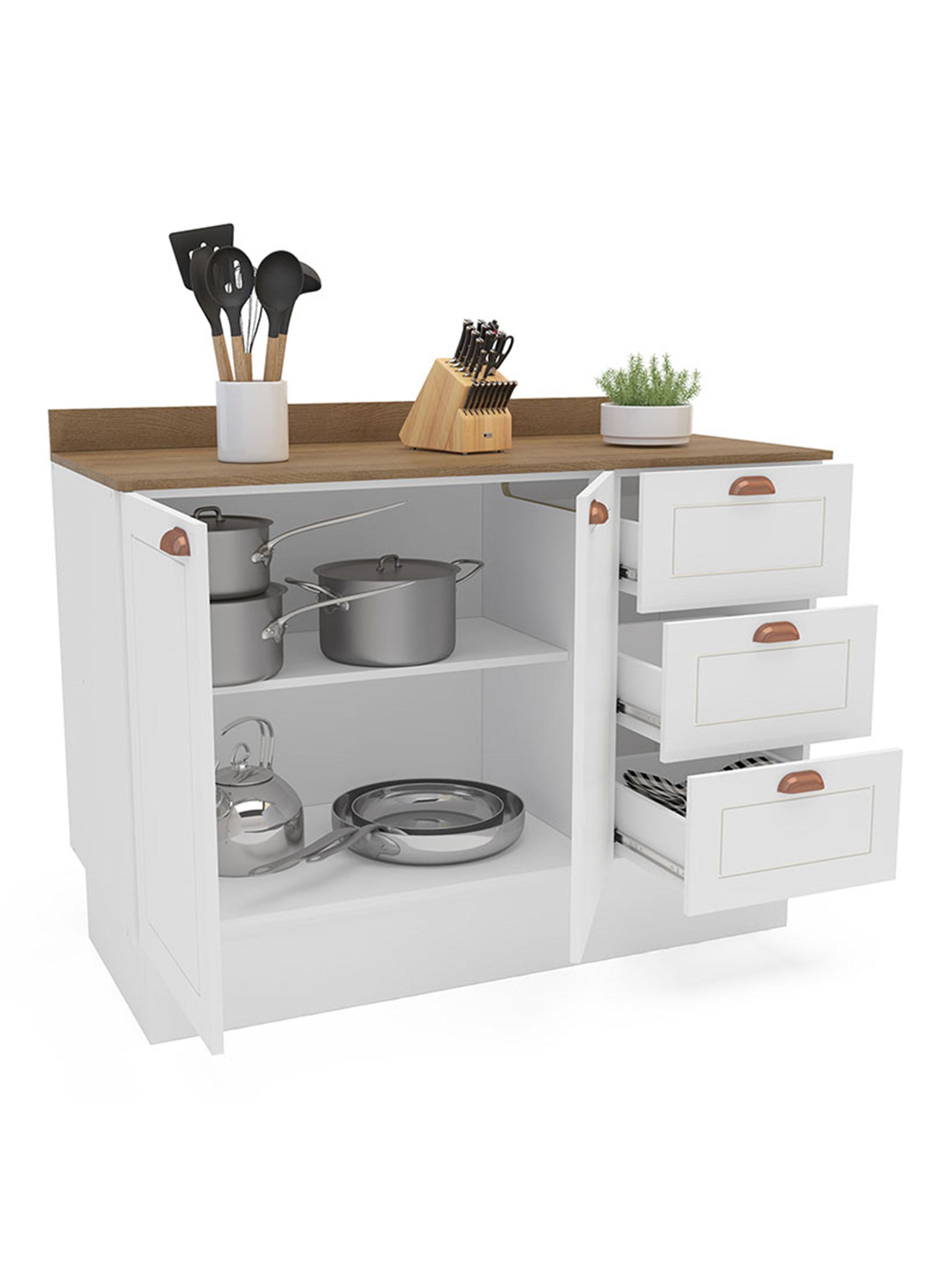 Mueble Base Perola 2 Puertas 3 Cajones Blanco-3