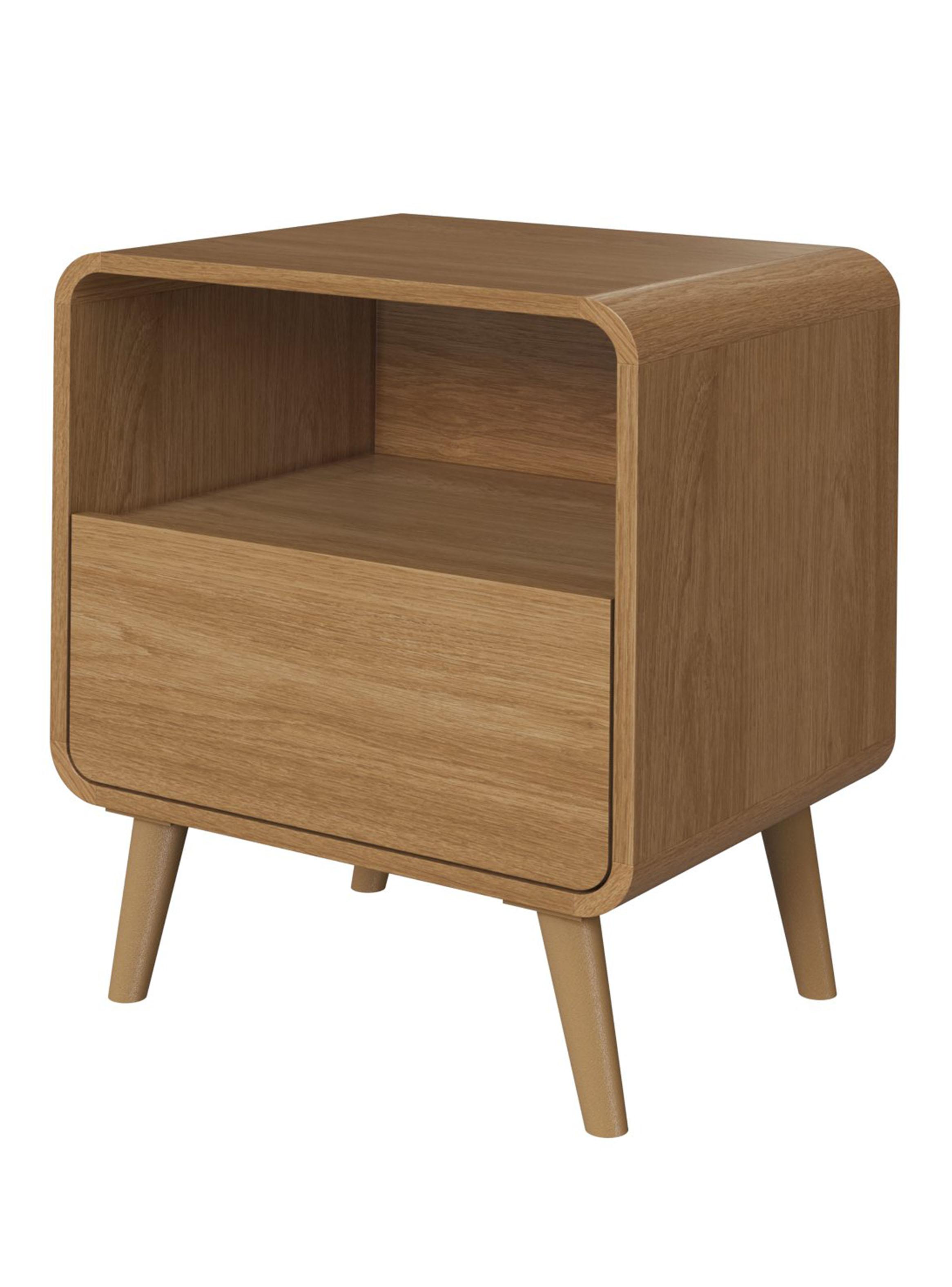 Velador Retro Cajón Roble Oscuro-2