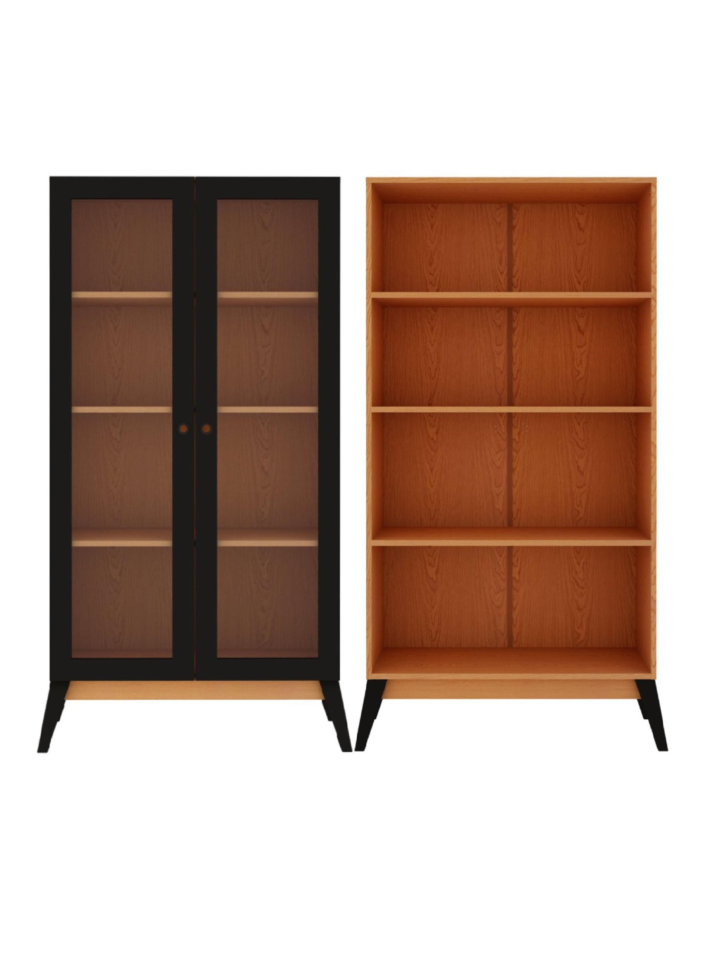 Vitrina 2 Puertas Jamaica Caramelo/Negro 158x 80x37.5 cm-3