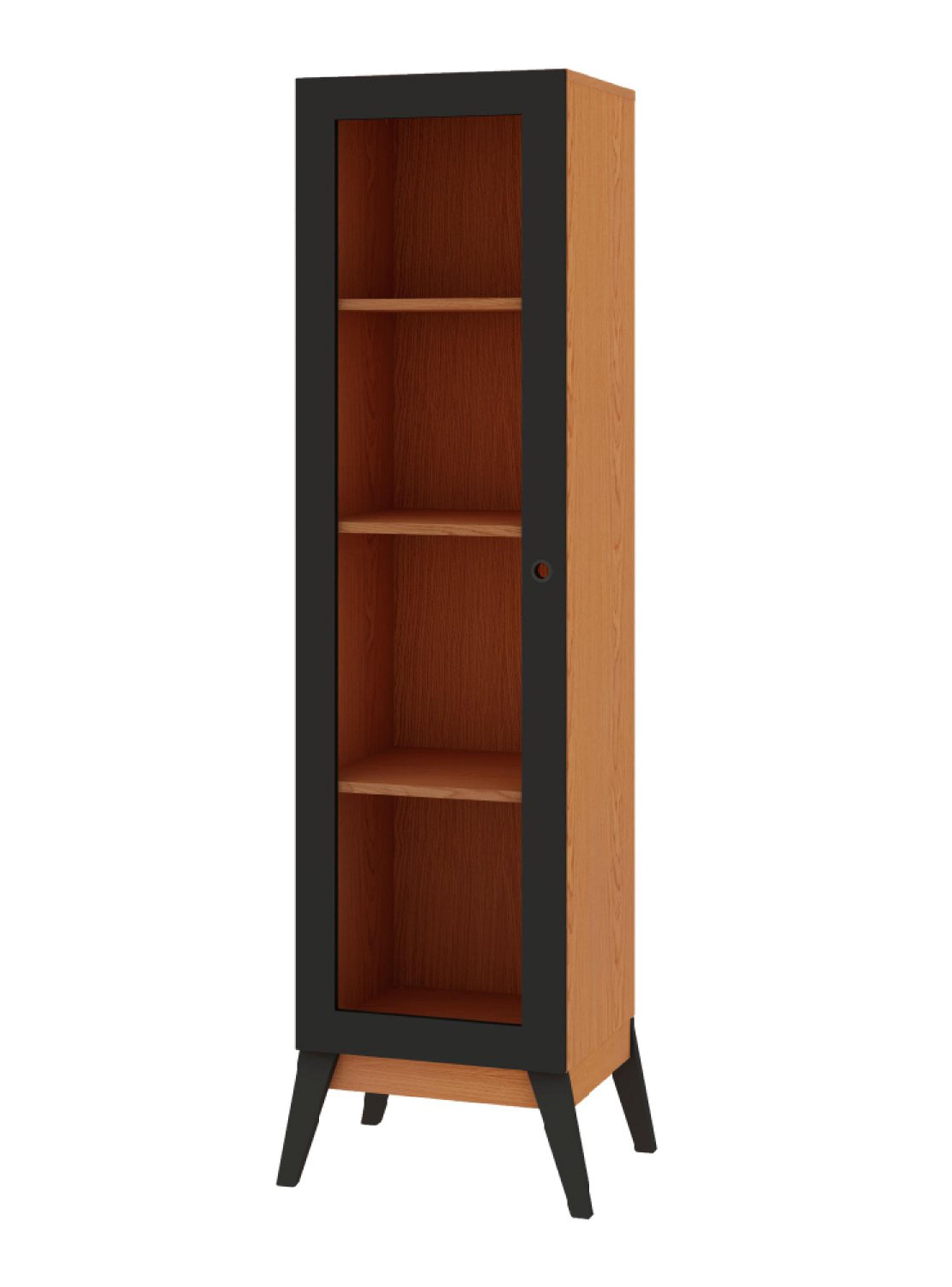 Vitrina Malta Puerta Caramelo/Negro 158x40x37.5 cm-2