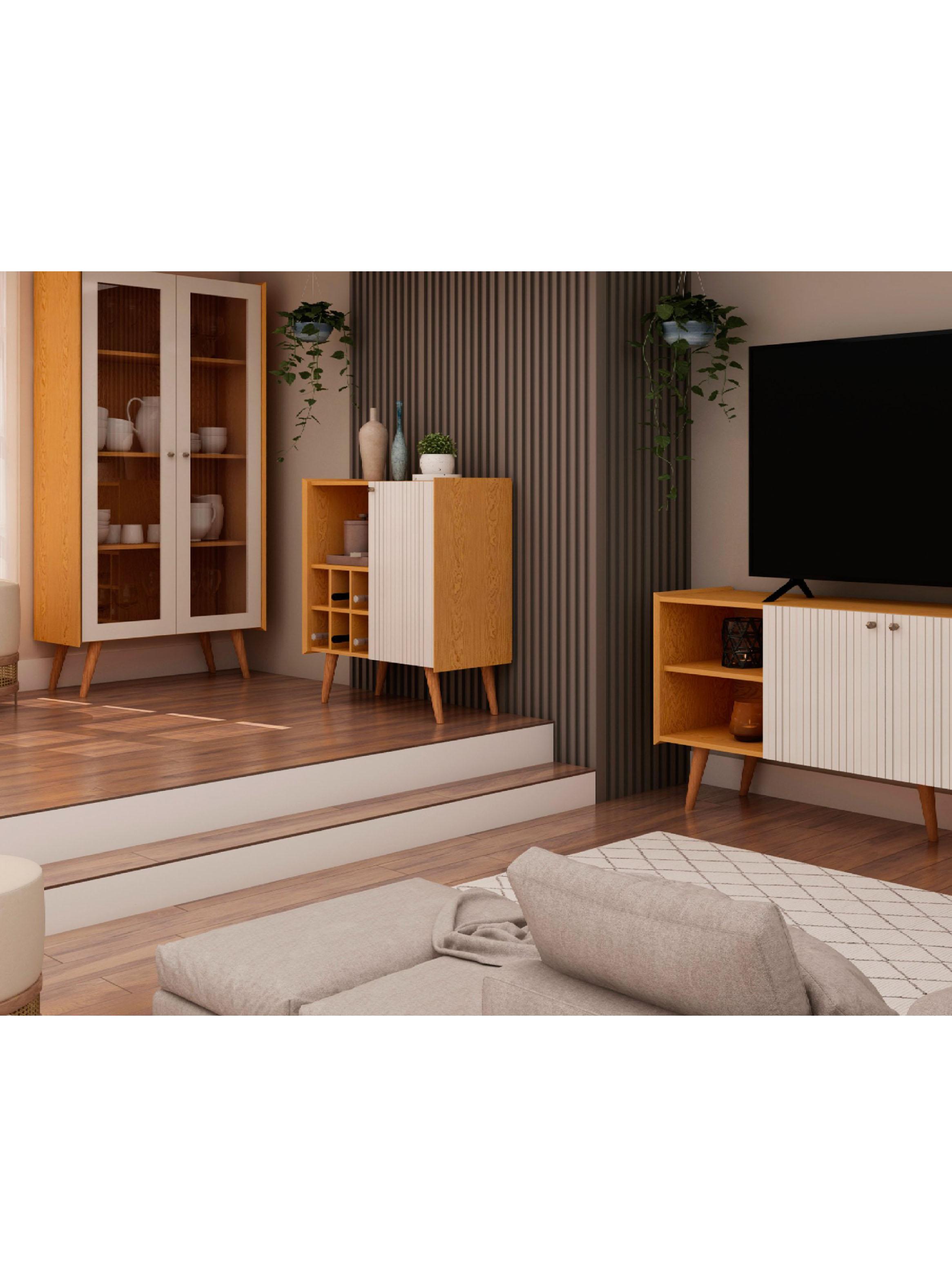 Buffet Bar Vertice MDF Caramelo/Beige 86.4x80x36 cm-5