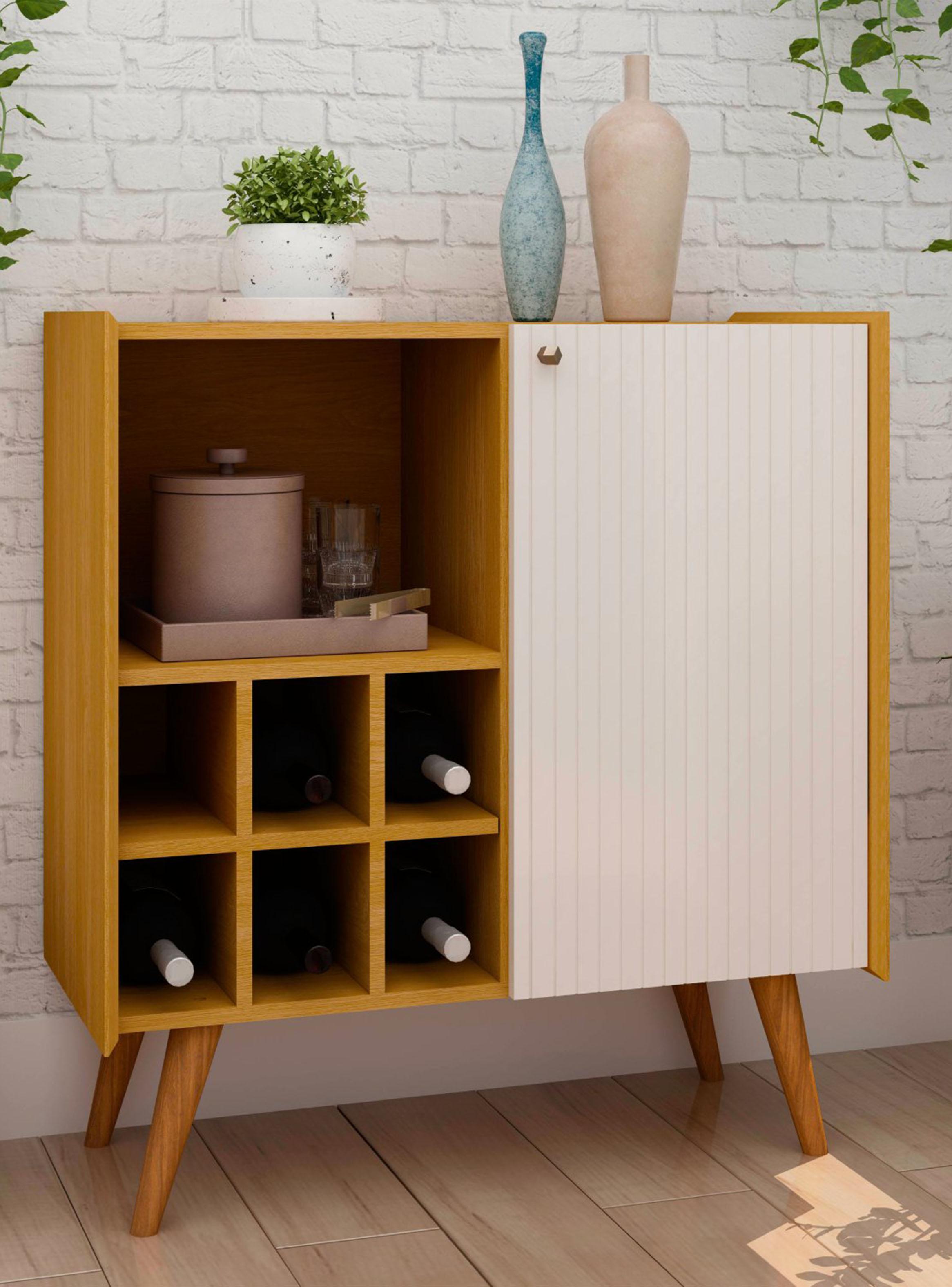 Buffet Bar Vertice MDF Caramelo/Beige 86.4x80x36 cm-4