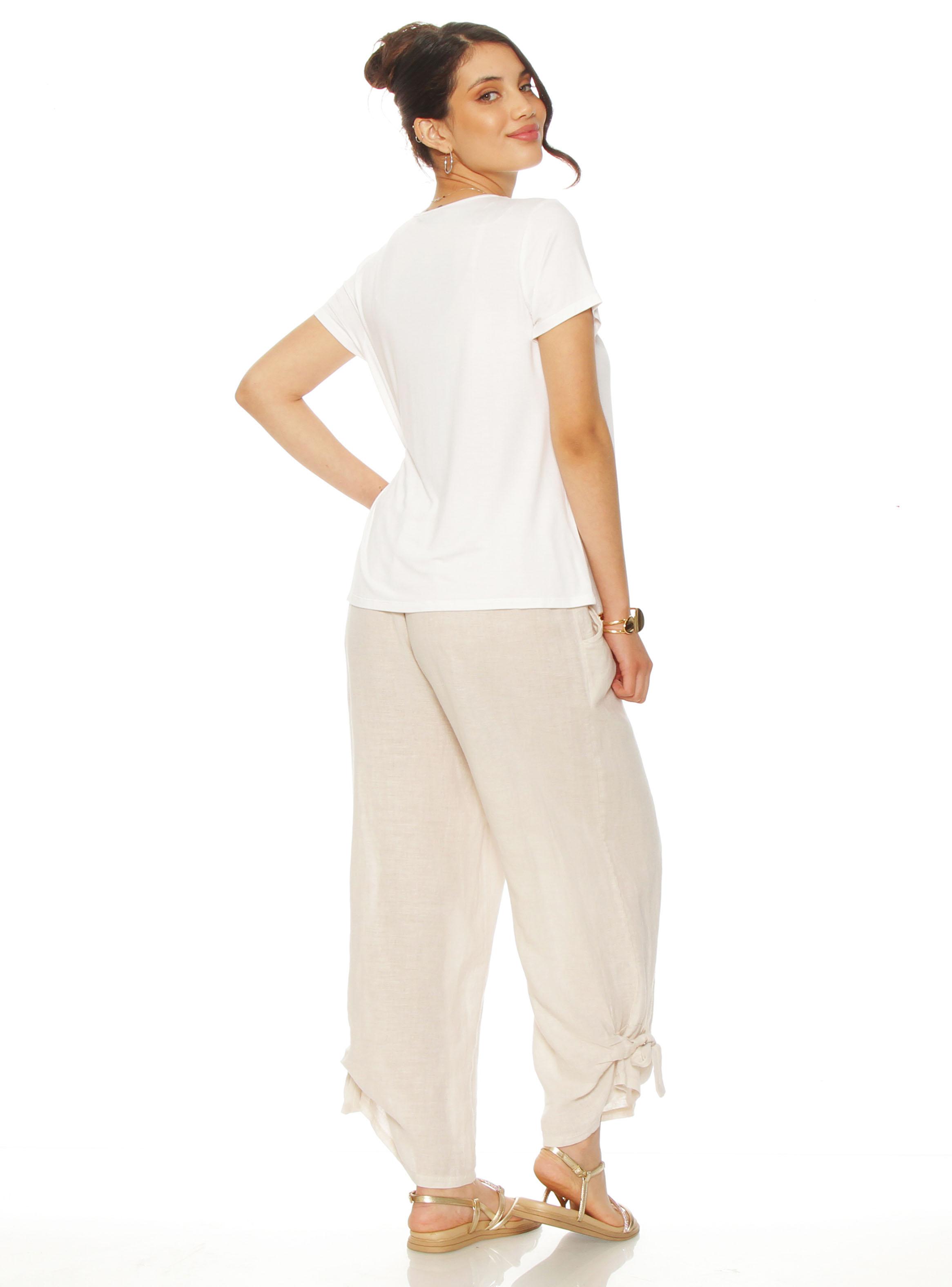 Polera Manga Corta Escote V y Aplicación-4