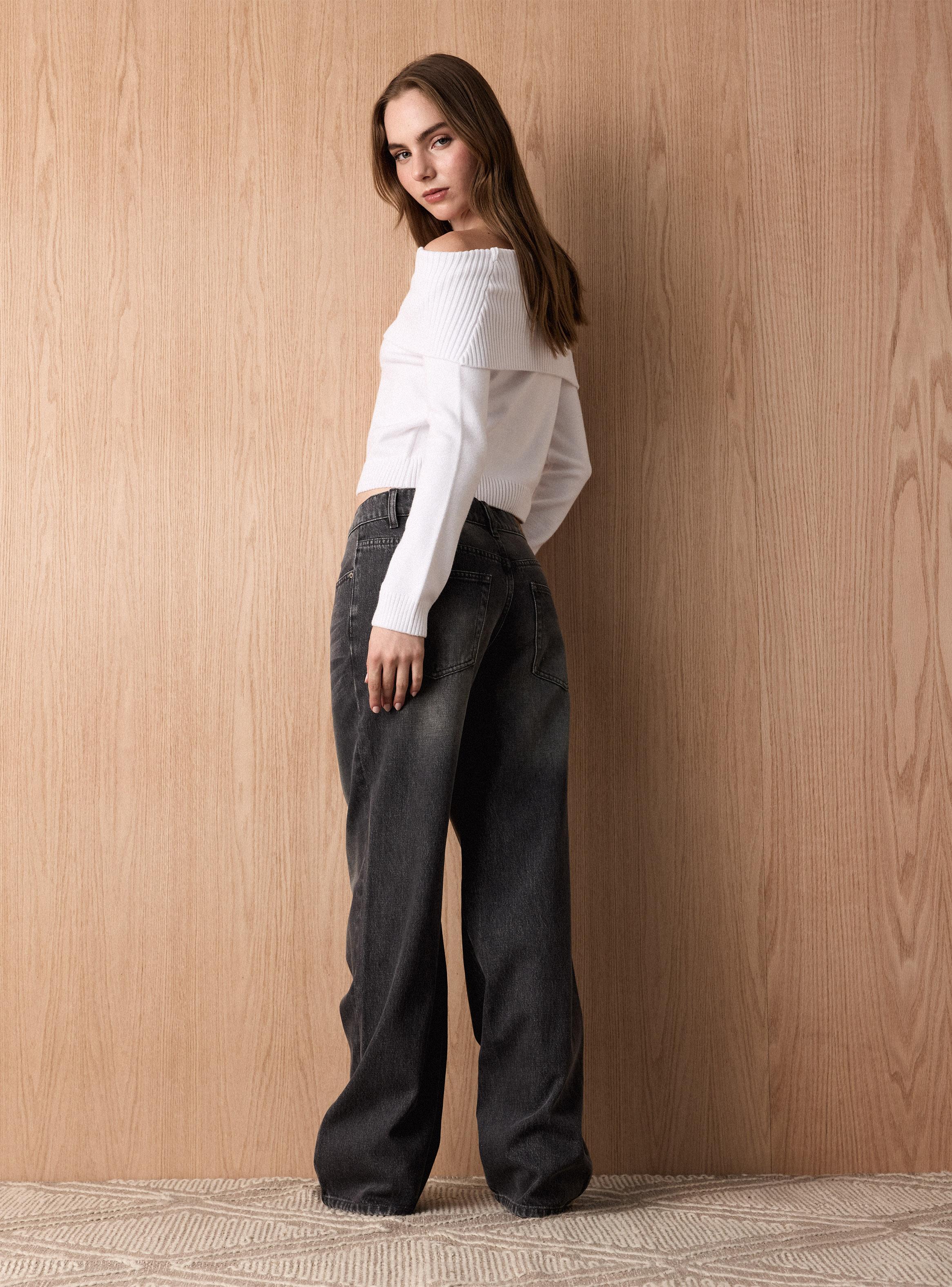 Jeans Wide Leg Medio Pretina Cruzada-5