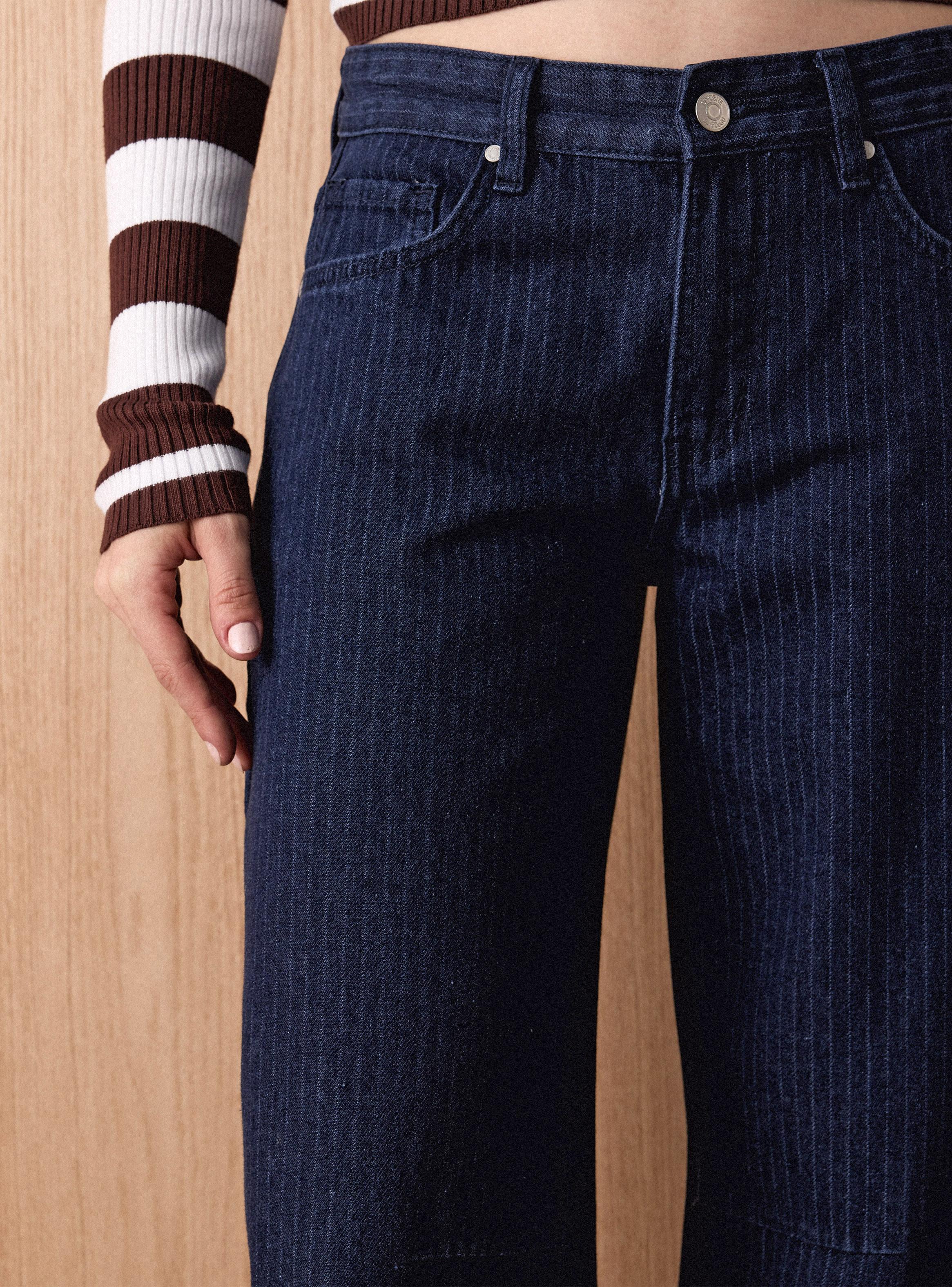Jeans Rayas Verticales Wide Leg Tiro Alto-2