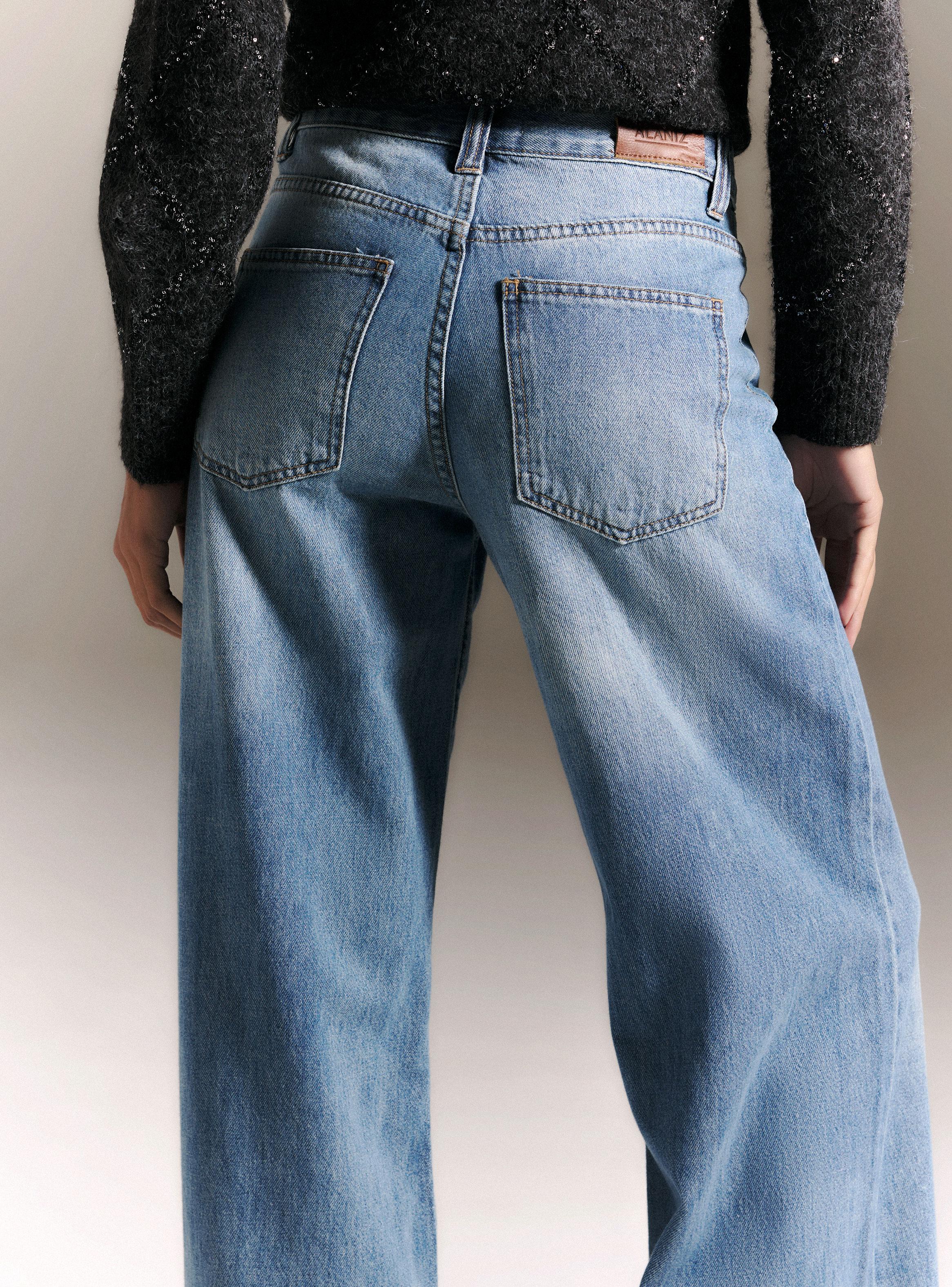 Jeans Wide Leg Tiro Alto Detalle Bolsillos-3