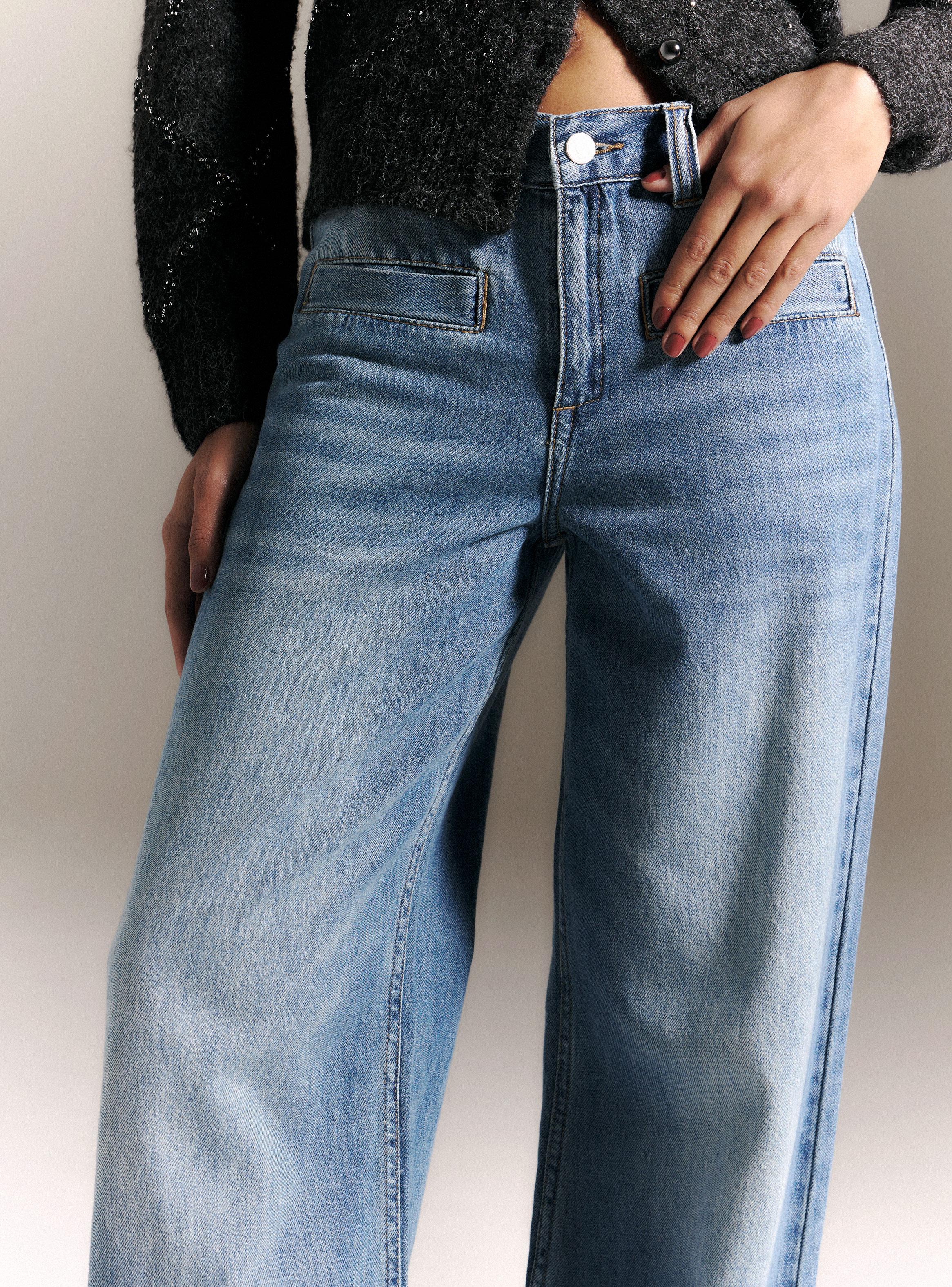 Jeans Wide Leg Tiro Alto Detalle Bolsillos-2