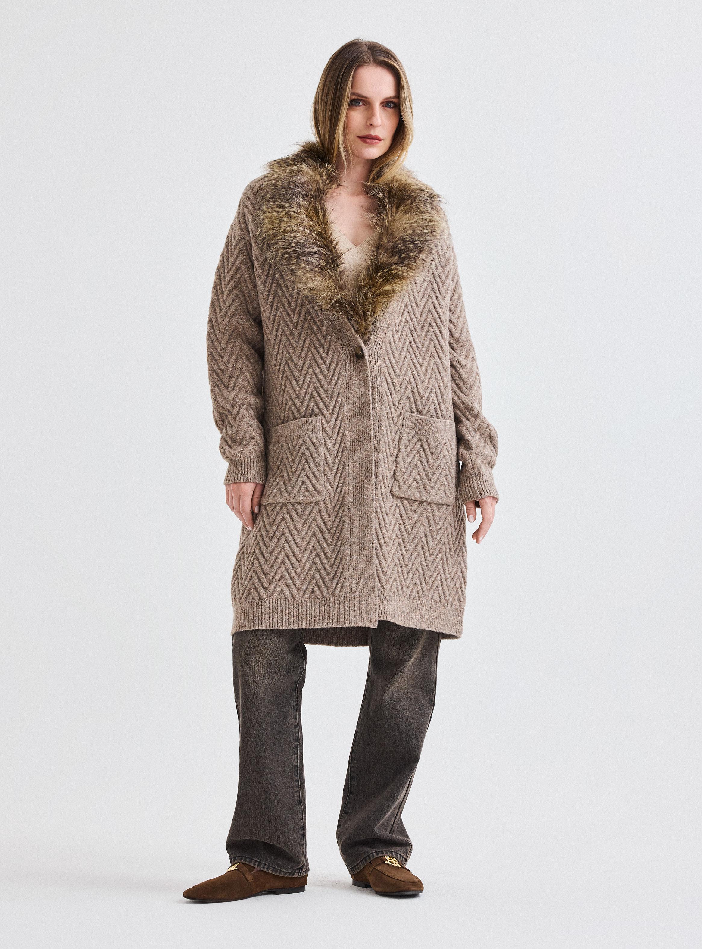 Chaleco Largo Cuello Piel-4