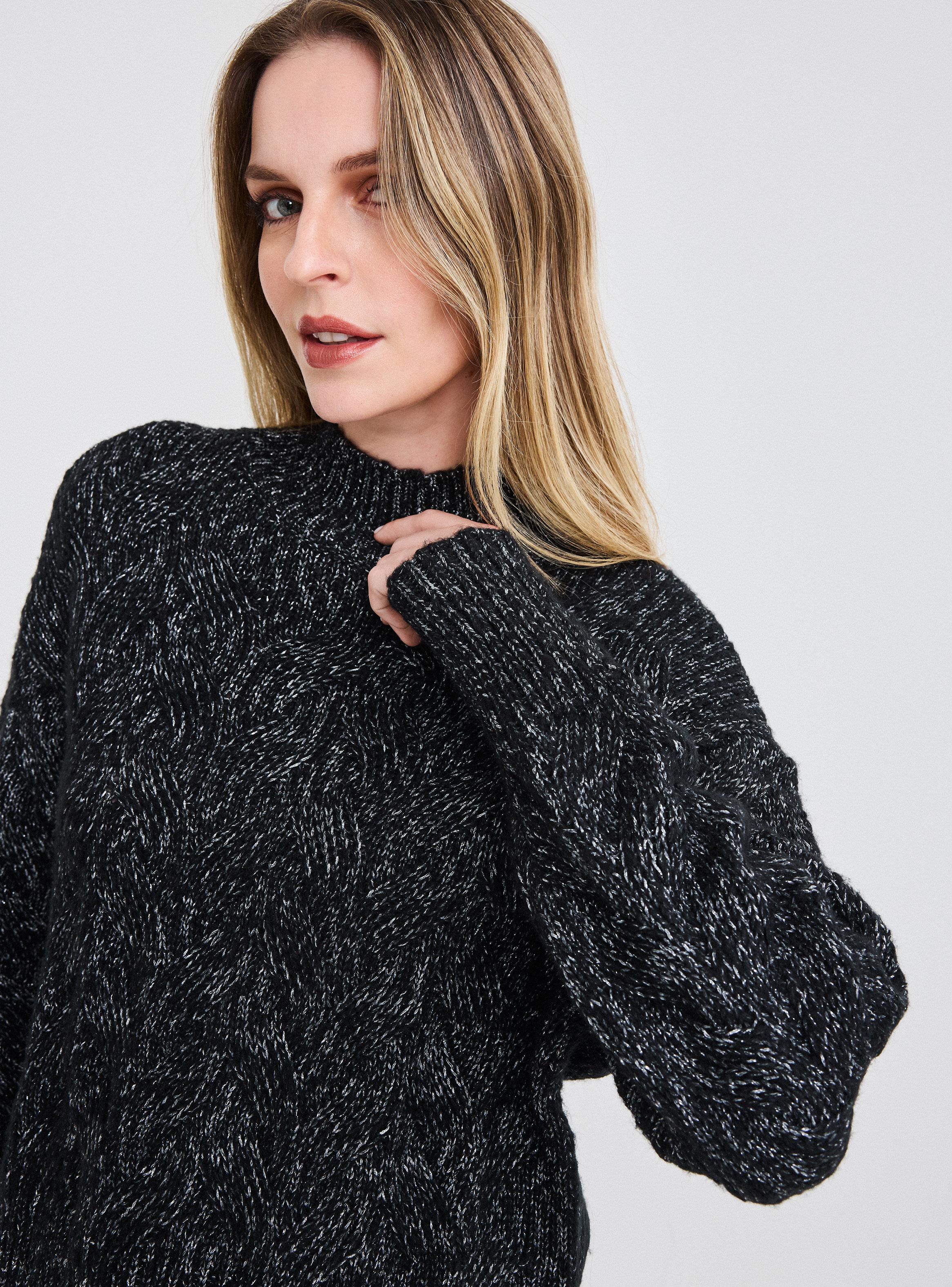 Sweater Cuello Mok con Trenzas y Lurex-2