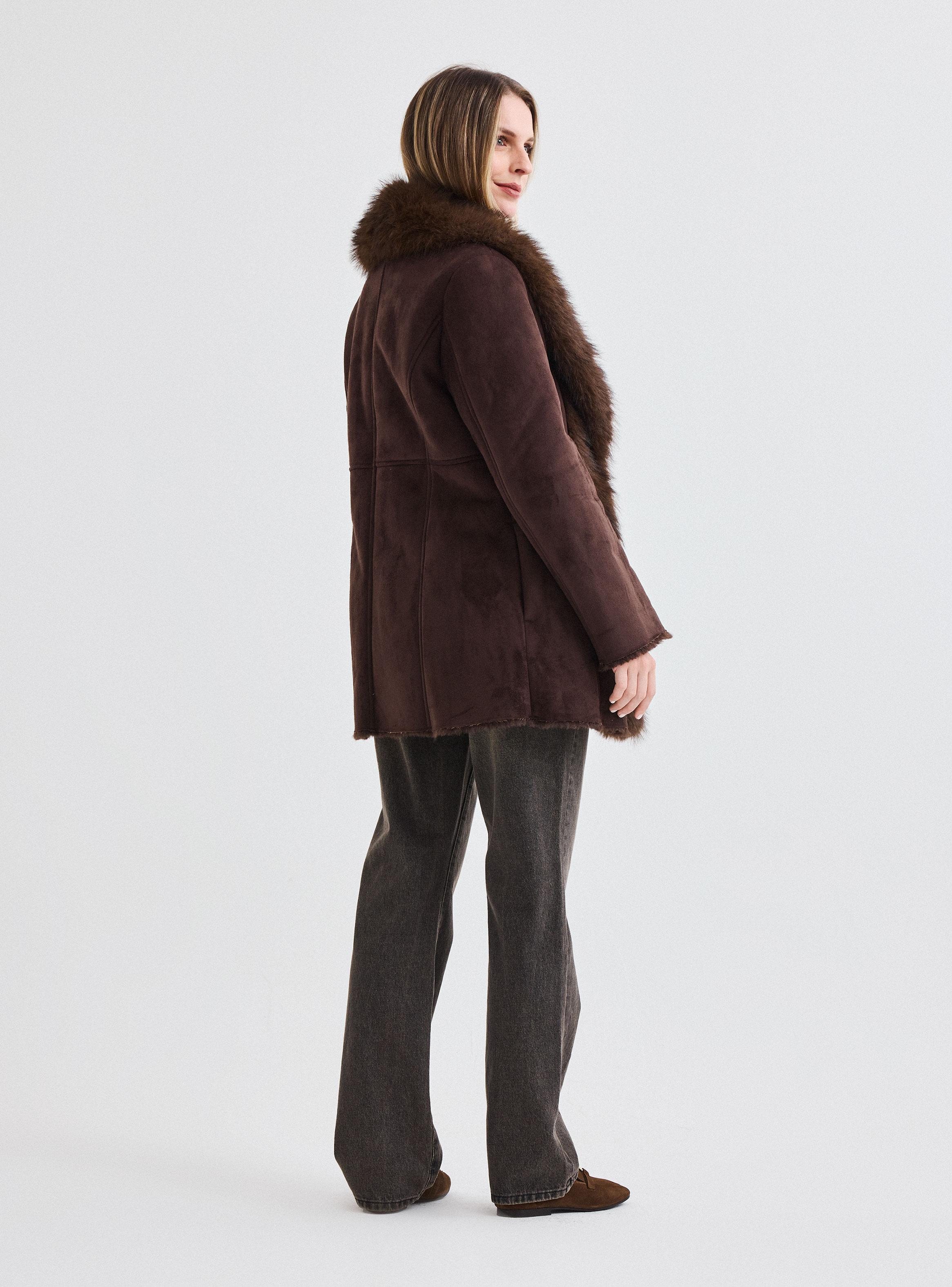 Chaqueta Bonded con Solapa y Puños de Piel-5