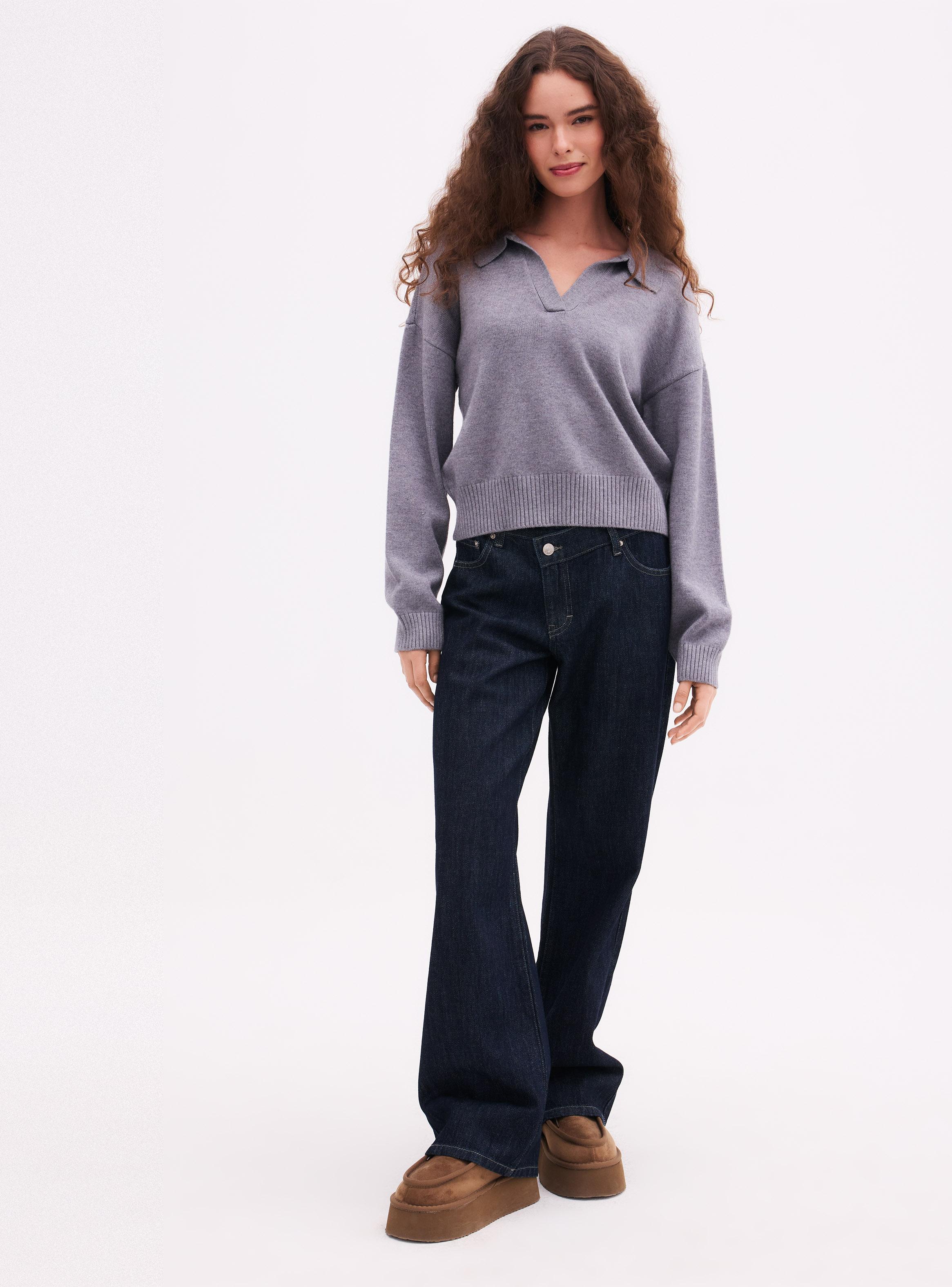 Sweater Cuello Polo y Puños Acanalados-4