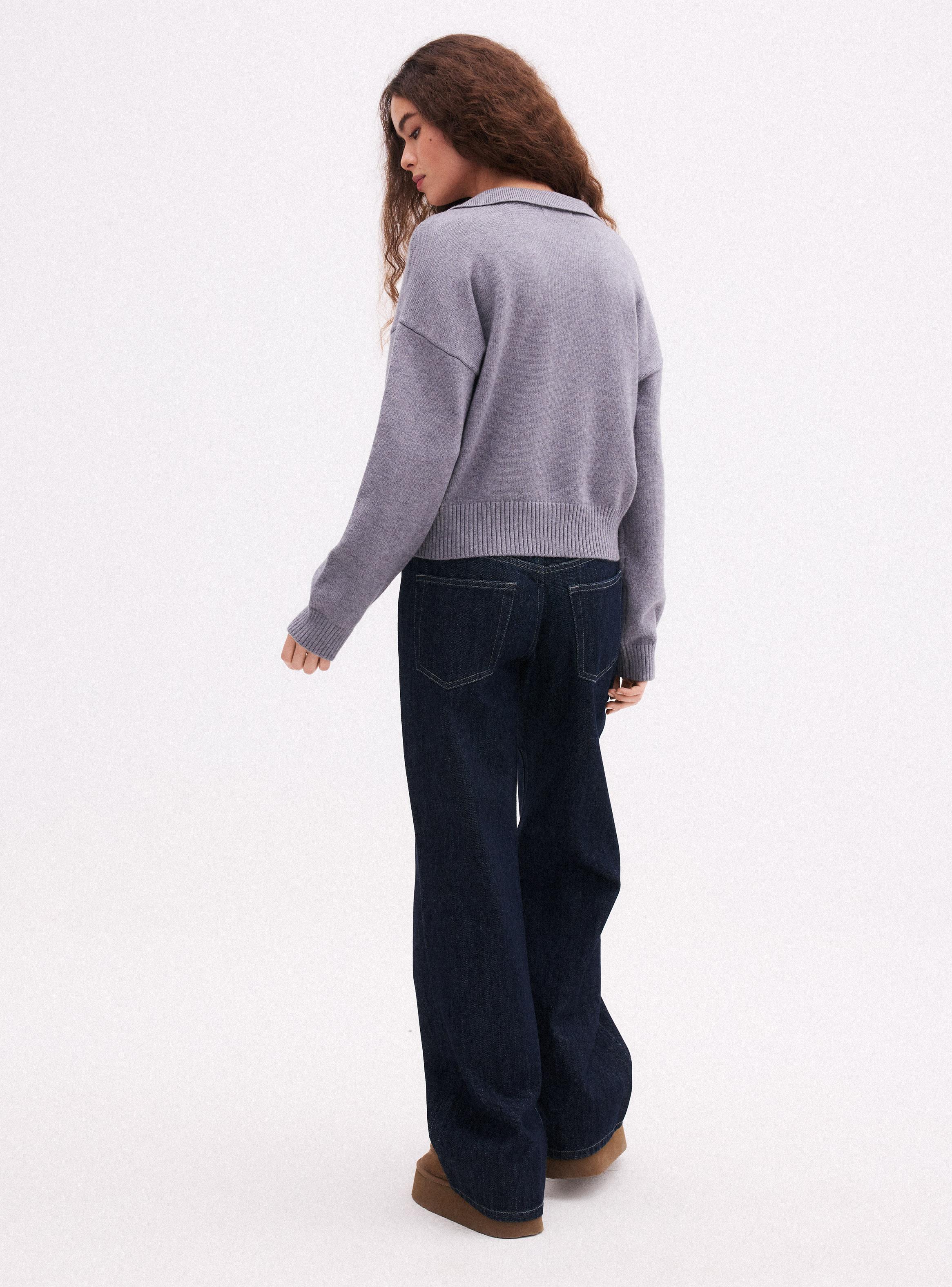 Sweater Cuello Polo y Puños Acanalados-5