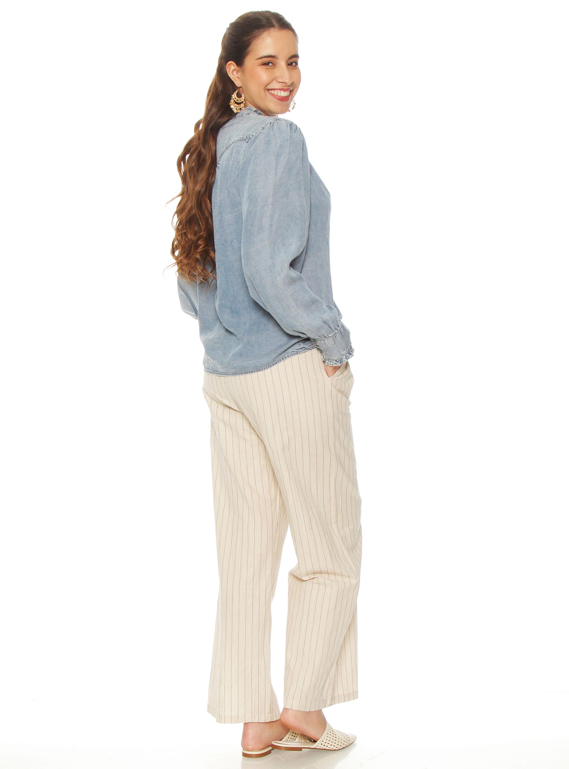 Blusa Manga Larga Lyocell Abotonada en Delantero-4