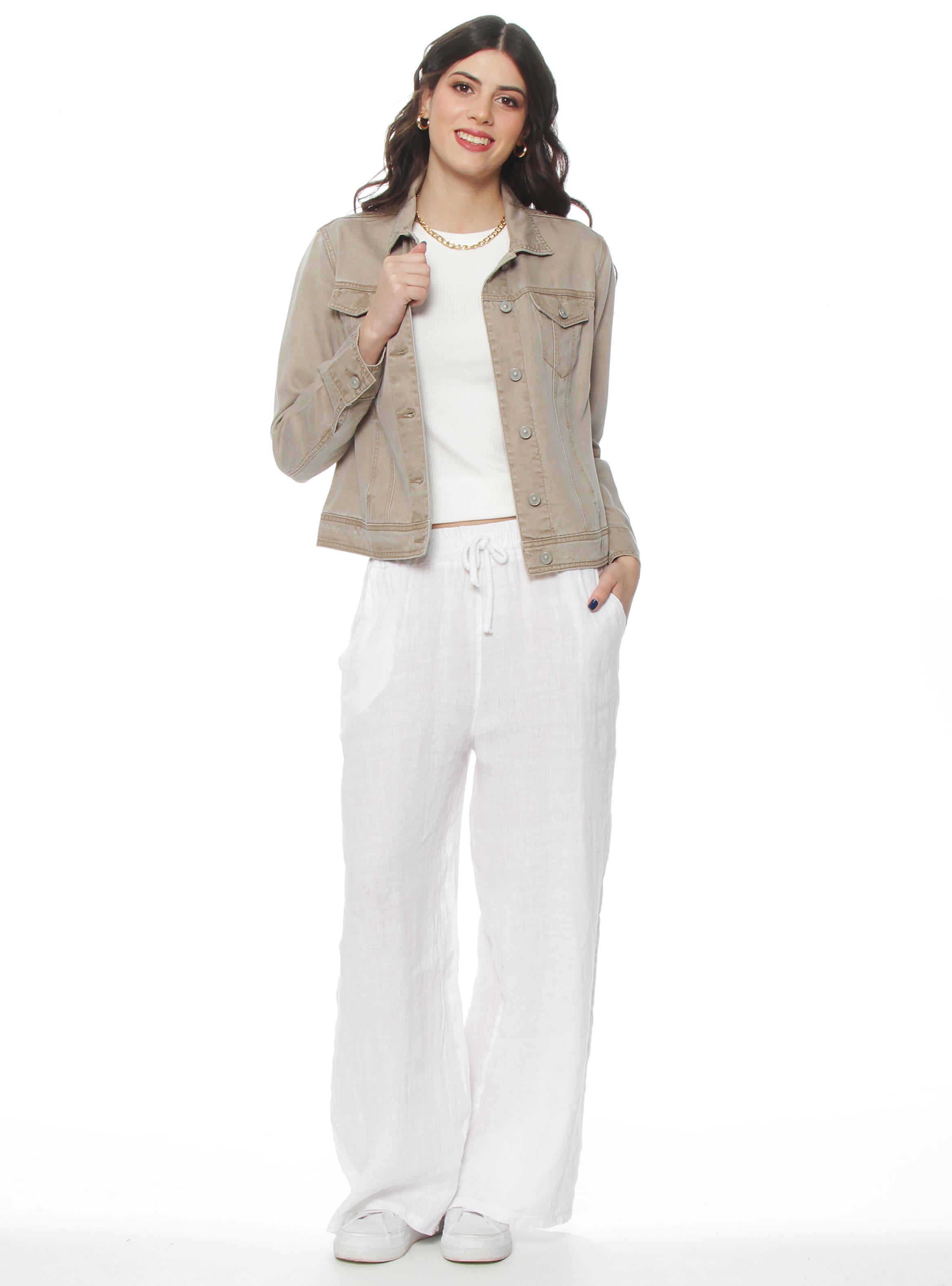 Chaqueta Manga Larga Lyocell Abotonado Delantero y Bolsillo-3