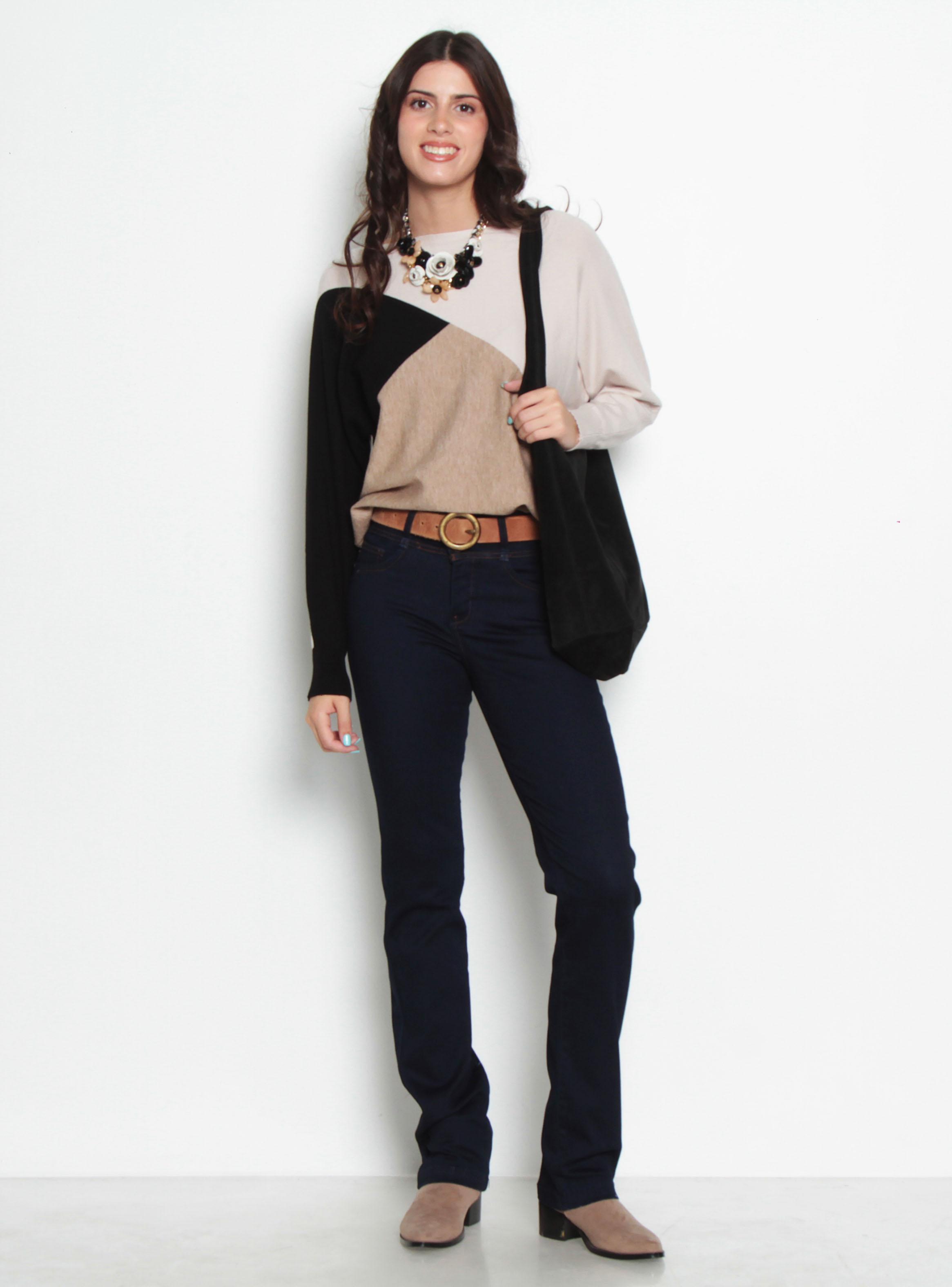 Jeans Recto Tiro Alto Tapetas Falsas Pretina Media-3